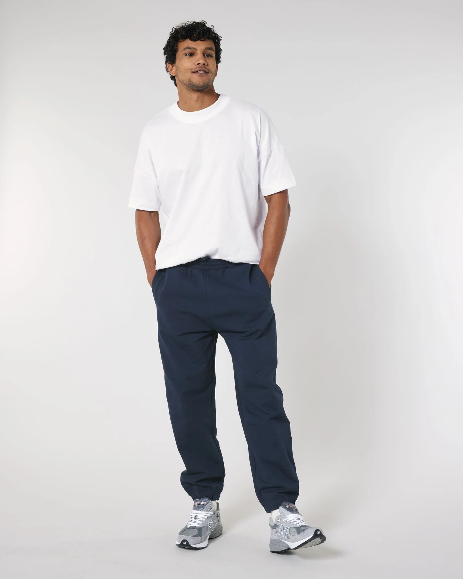 Joggingbroek biologisch katoen om te personaliseren - Marineblauw