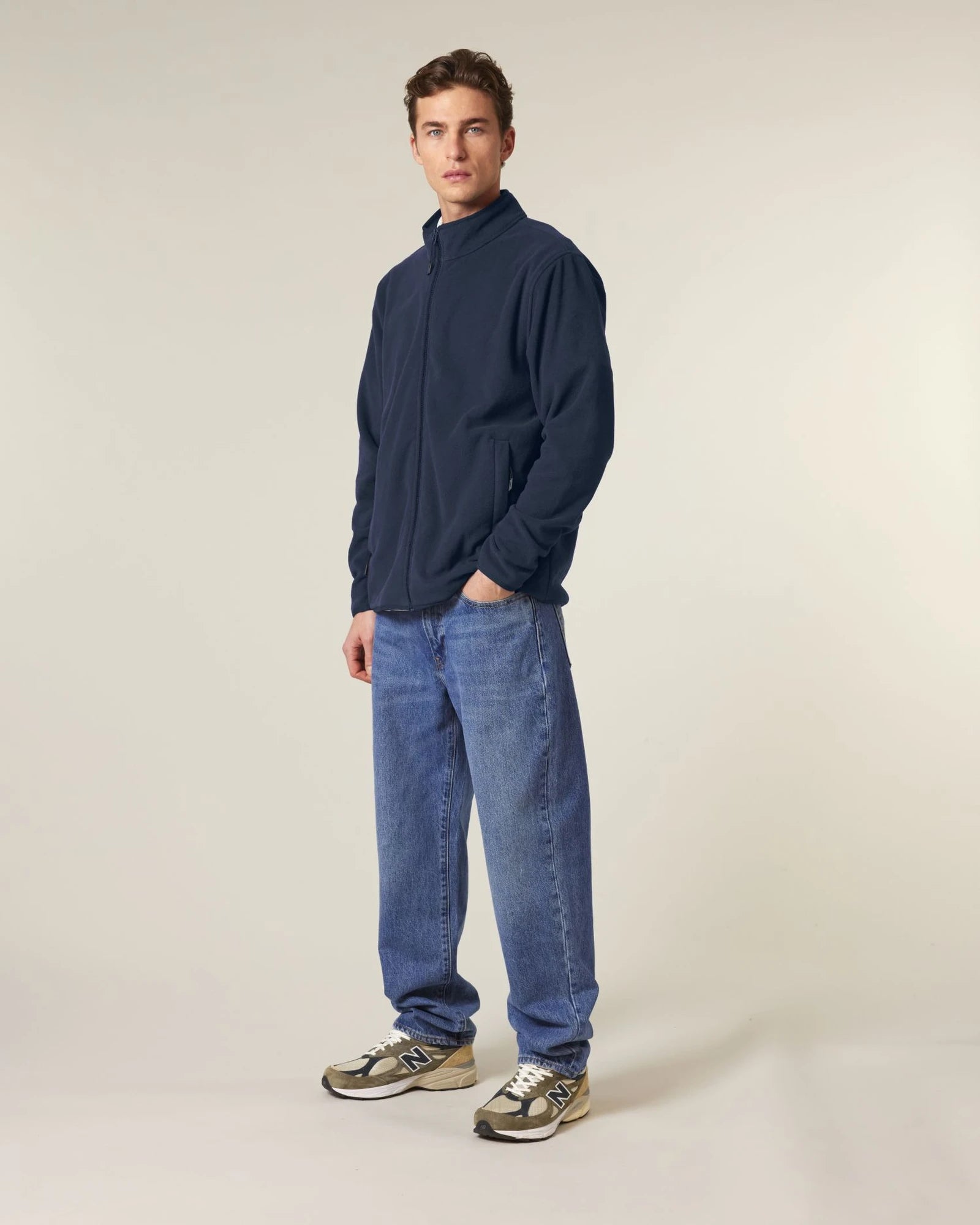 Fleecejack gerecycled polyester om te personaliseren - Marineblauw