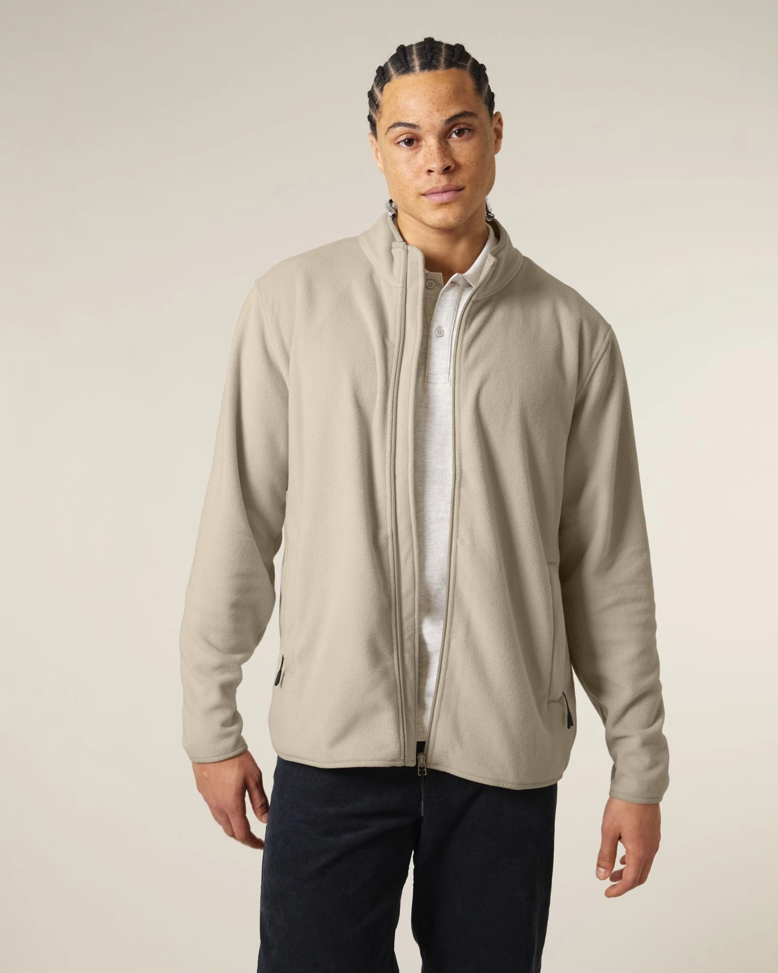 Fleecejack gerecycled polyester om te personaliseren - Woestijnzand
