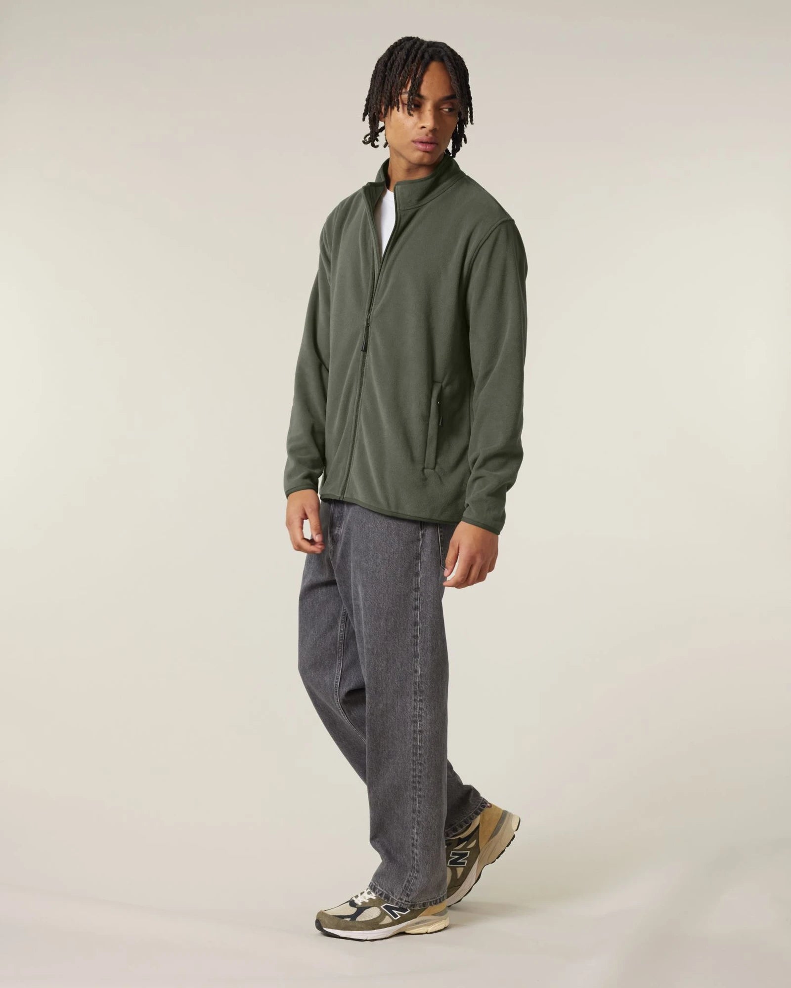 Fleecejack gerecycled polyester om te personaliseren - Kaki