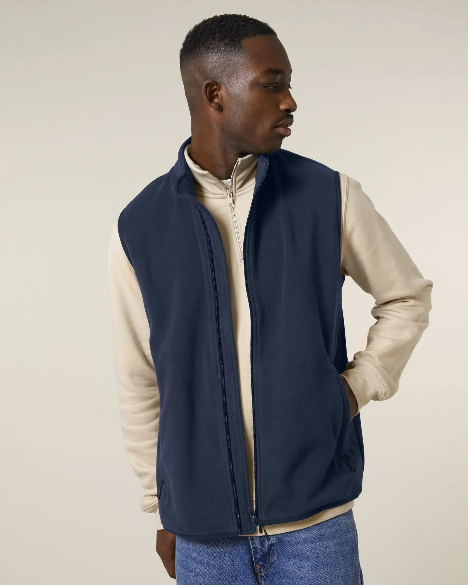 Bodywarmer gerecycled polyester om te personaliseren - Marineblauw