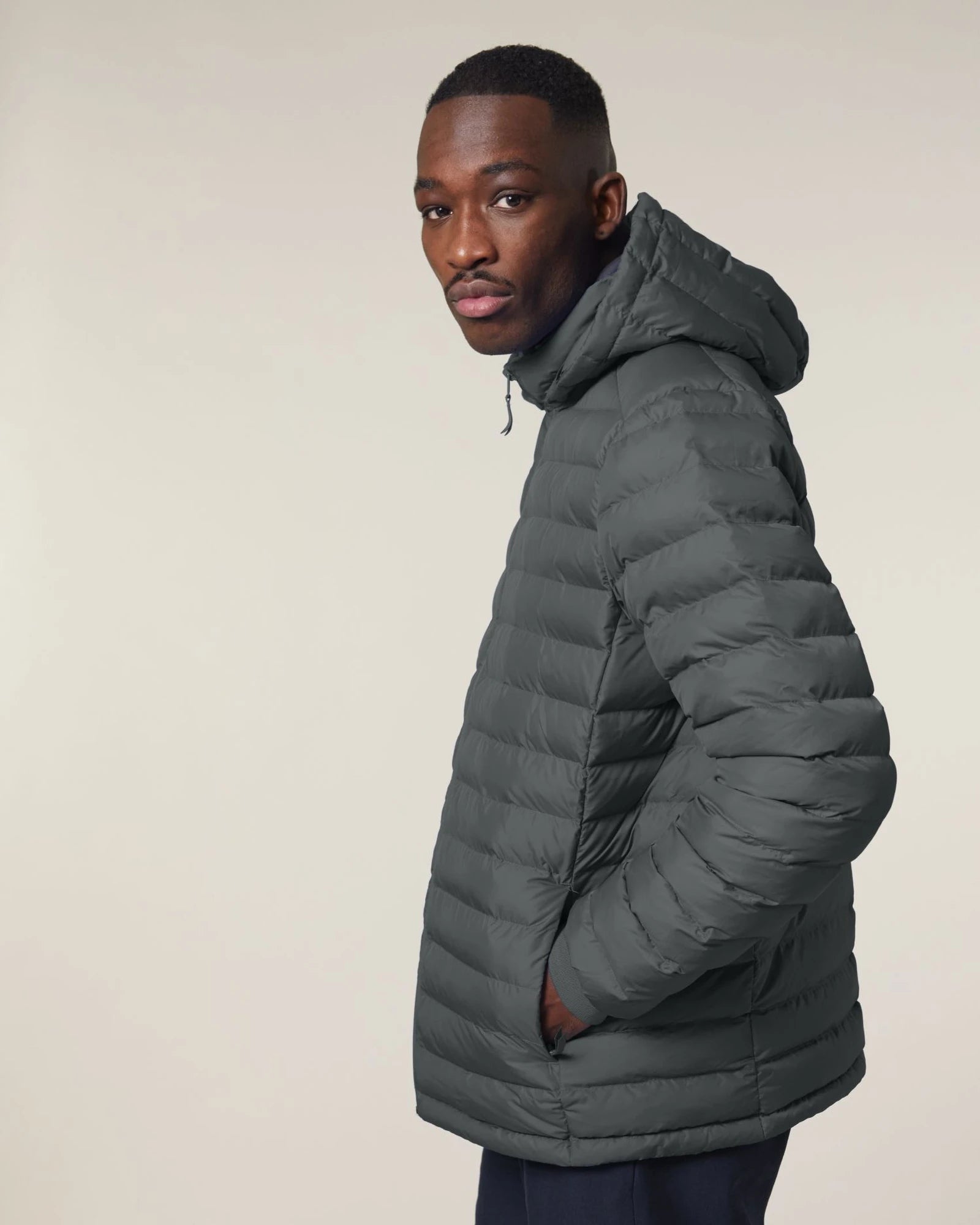 Gewatteerde jas gerecycled polyester om te personaliseren - Antraciet
