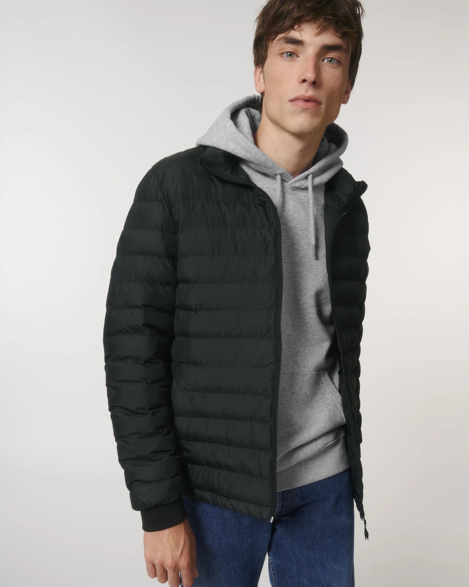 Gewatteerde jas gerecycled polyester om te personaliseren - Zwart