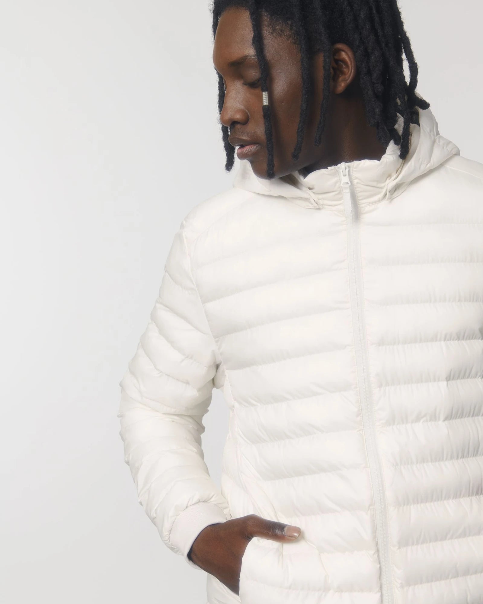 Gewatteerde jas gerecycled polyester om te personaliseren - Gebroken wit
