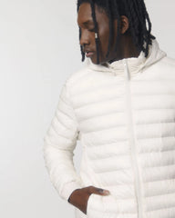 Gewatteerde jas gerecycled polyester om te personaliseren - Gebroken wit