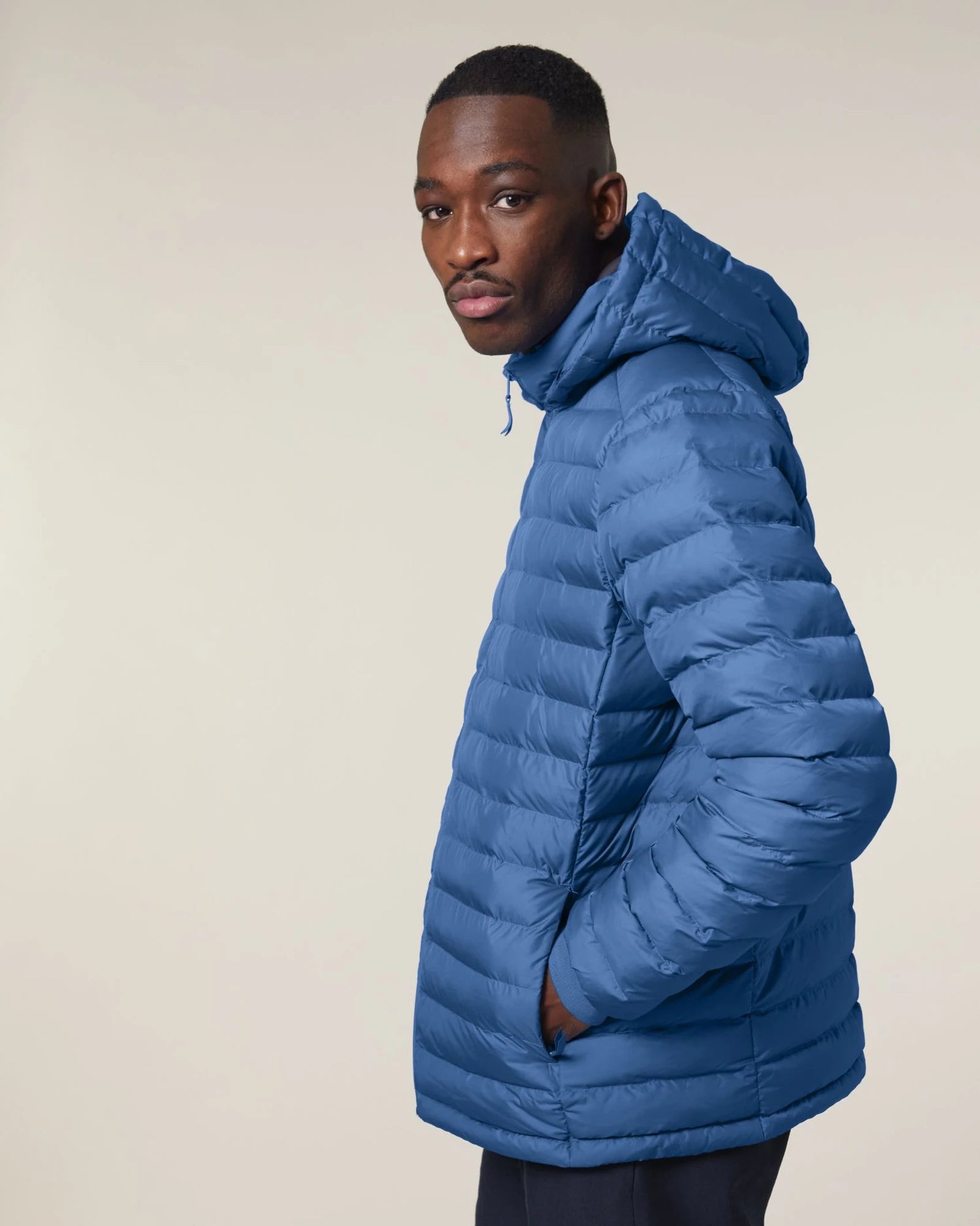 Gewatteerde jas gerecycled polyester om te personaliseren - Mindful Blue