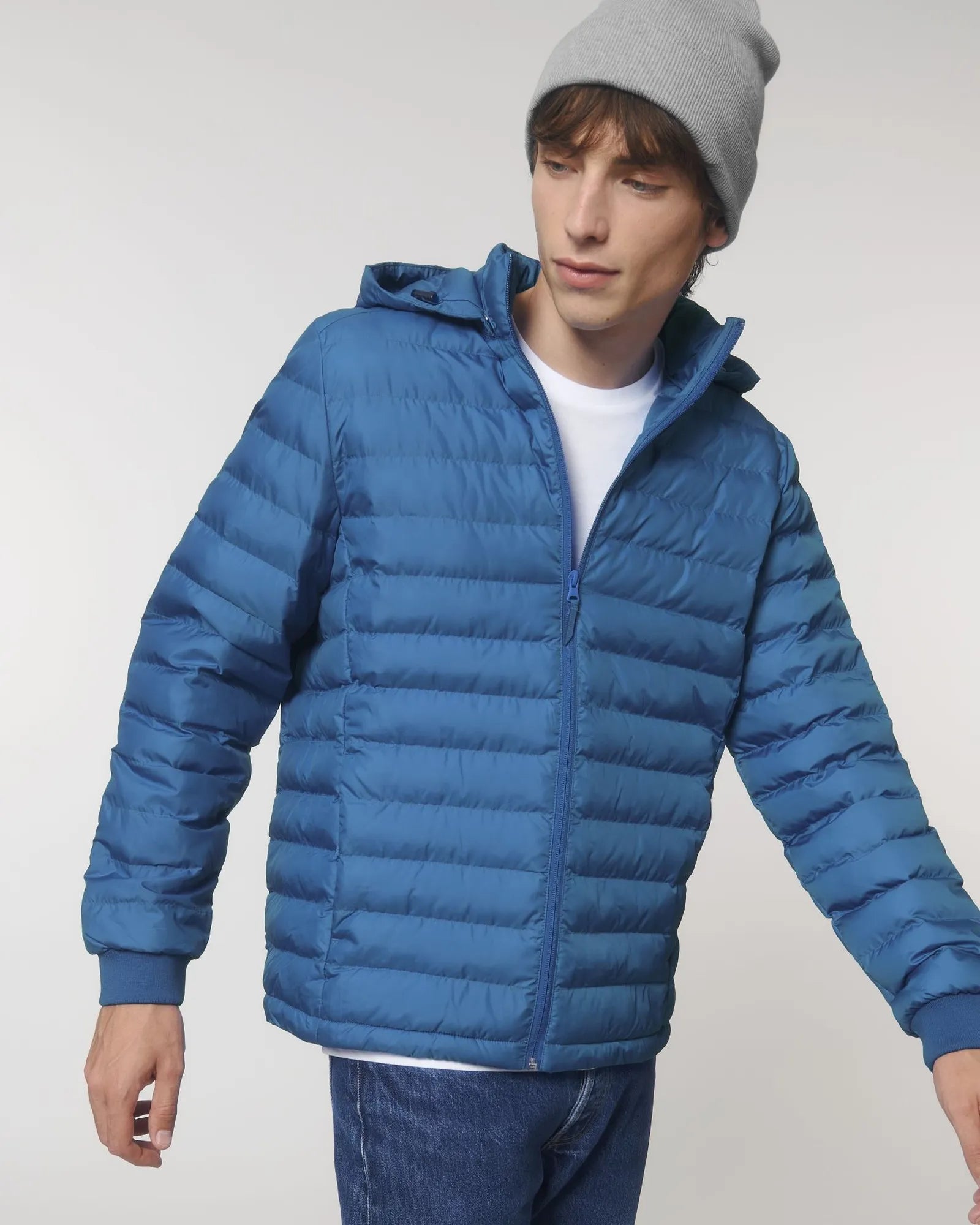 Gewatteerde jas gerecycled polyester om te personaliseren - Koningsblauw
