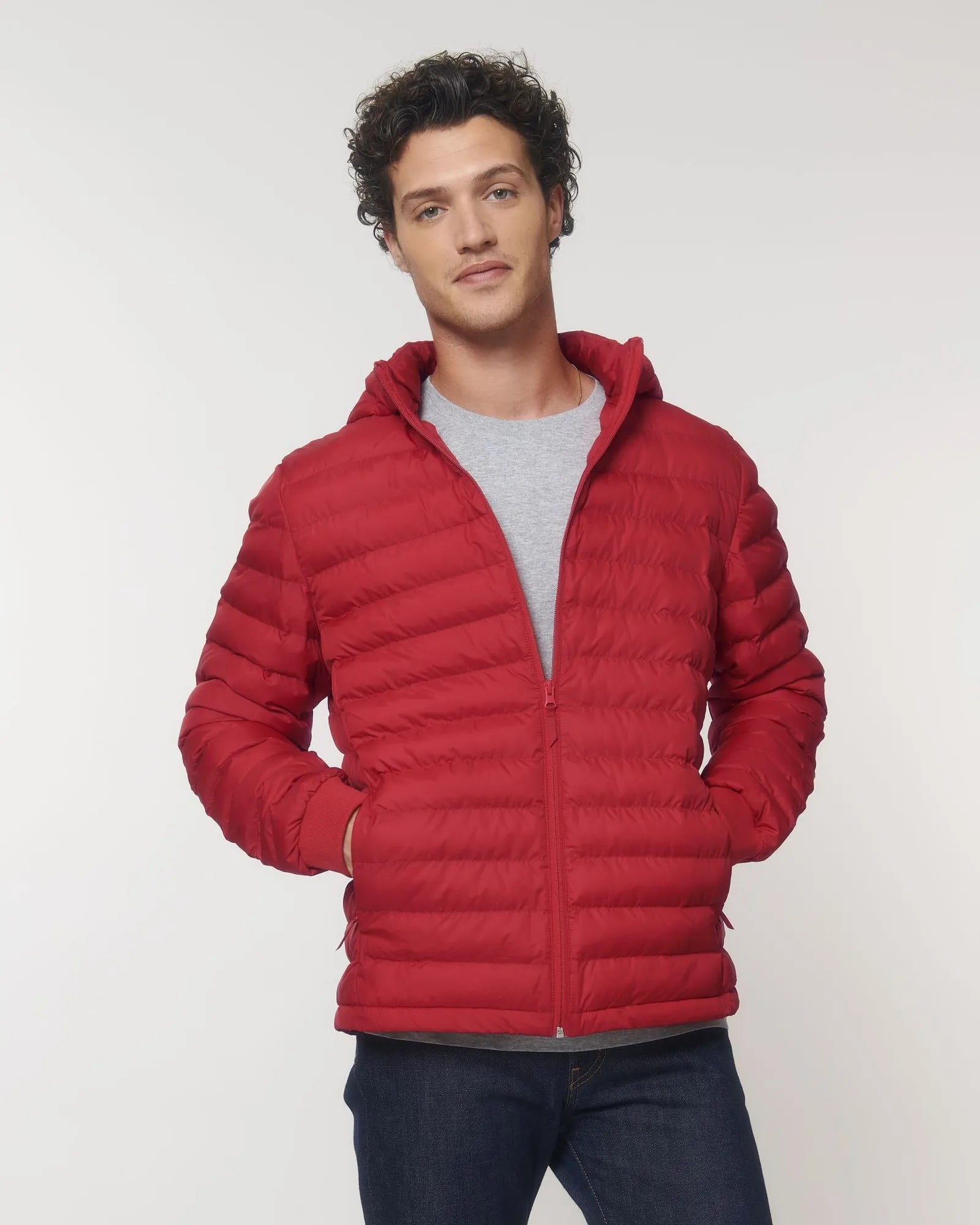 Gewatteerde jas gerecycled polyester om te personaliseren - Rood