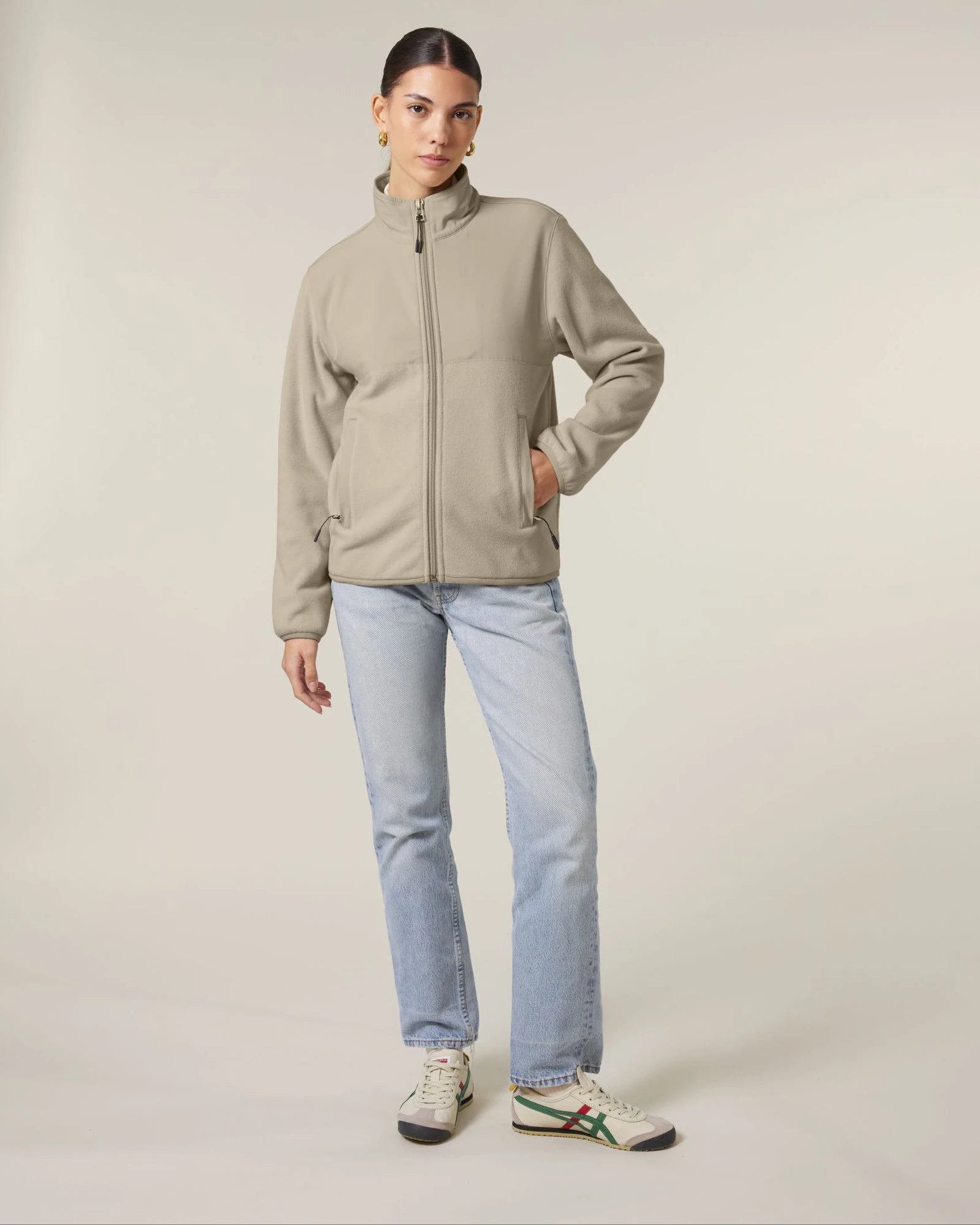 Fleecevest gerecycled polyester om te personaliseren - Woestijnzand