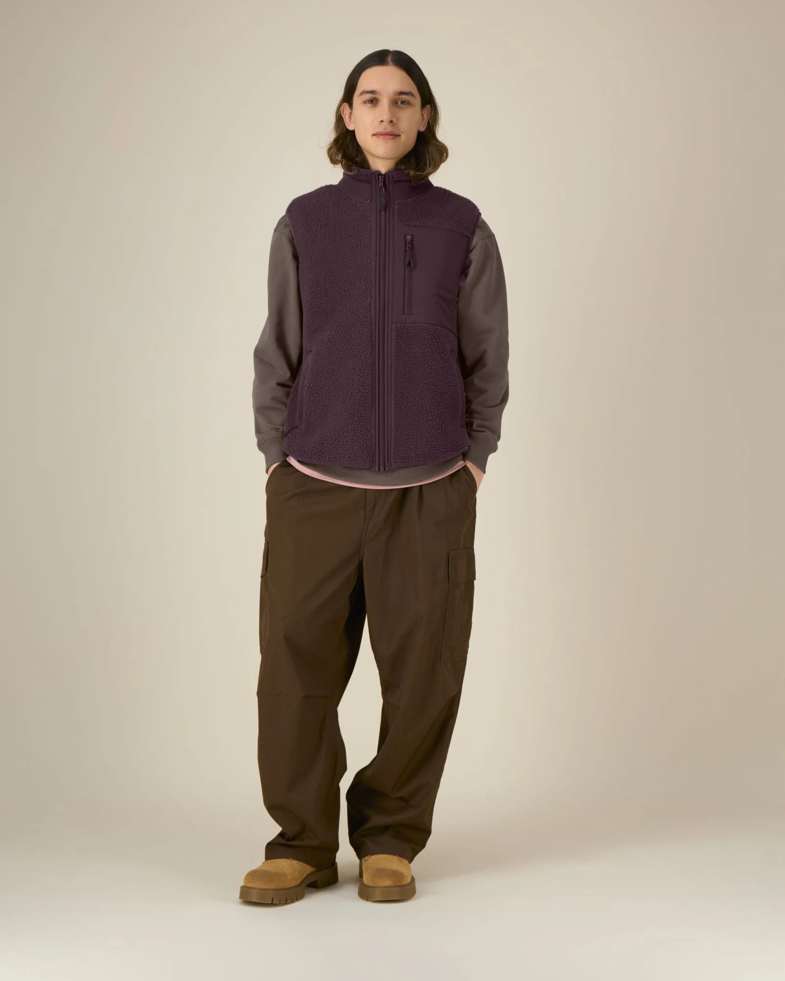 Bodywarmer sherpa Stanley/Stella Liner om te personaliseren - Roodbruin