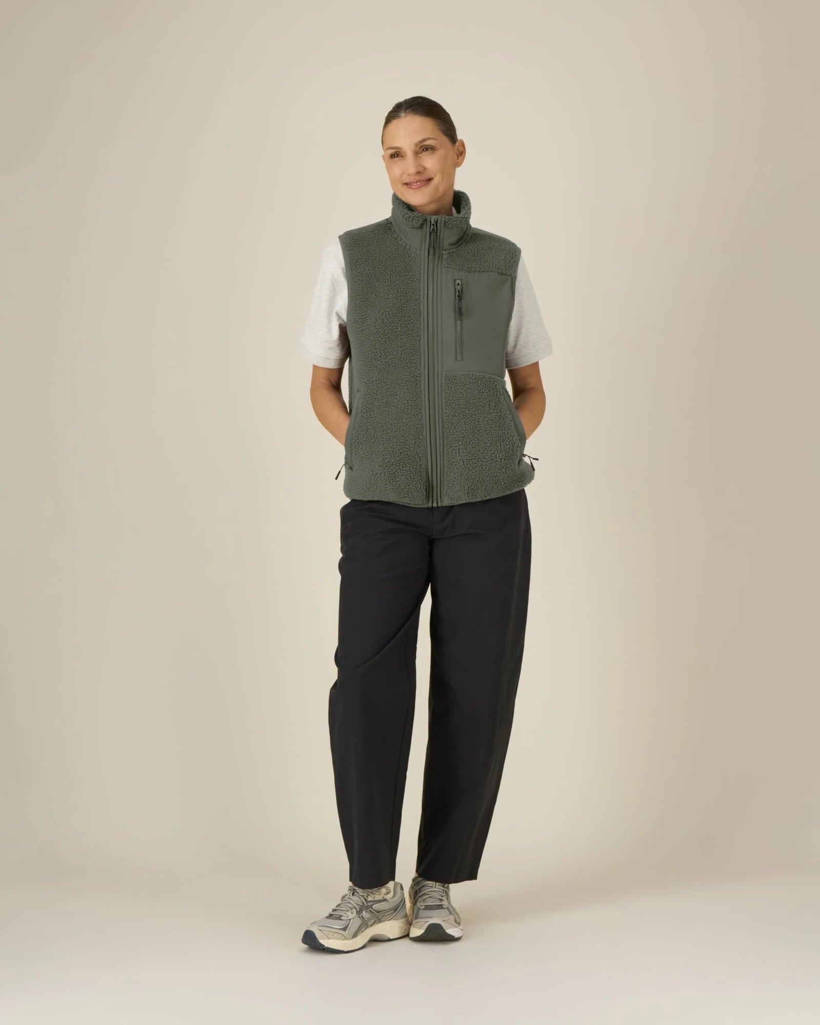 Bodywarmer sherpa Stanley/Stella Liner om te personaliseren - Kaki