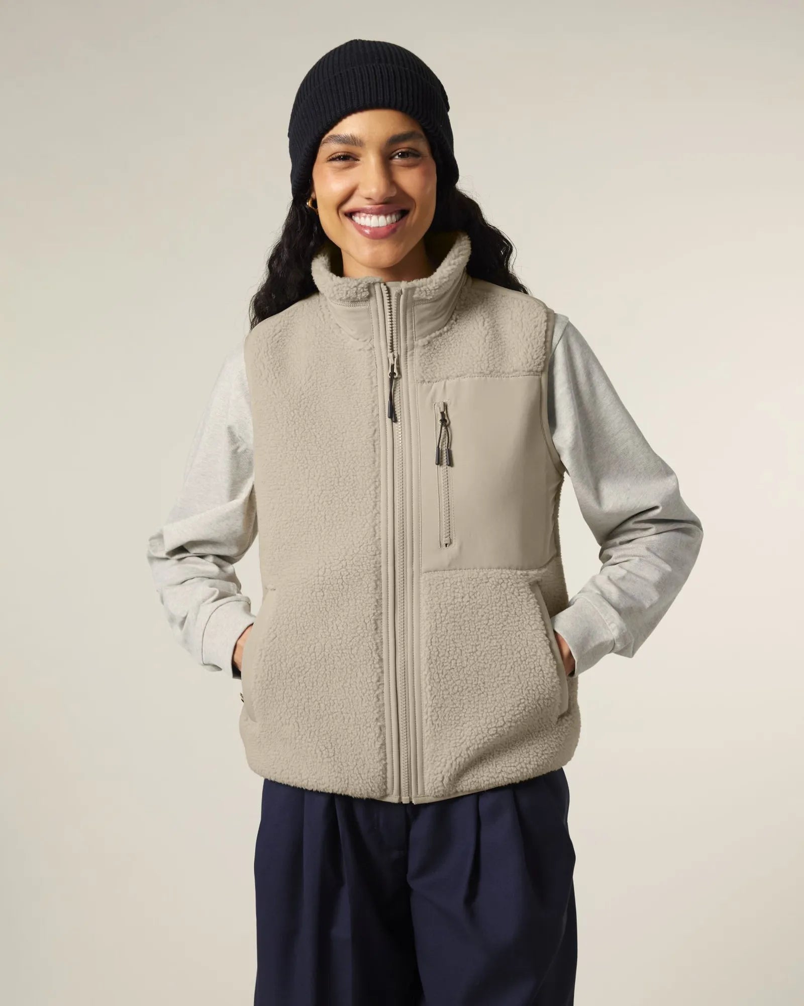 Bodywarmer sherpa Stanley/Stella Liner om te personaliseren - Woestijnzand