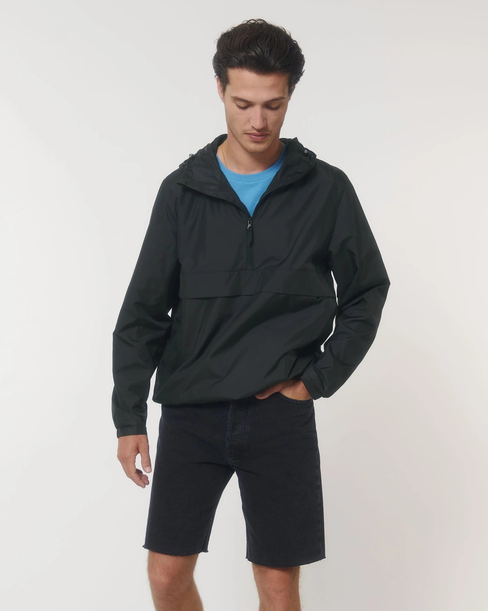 Anorak gerecycled polyester om te personaliseren - Zwart