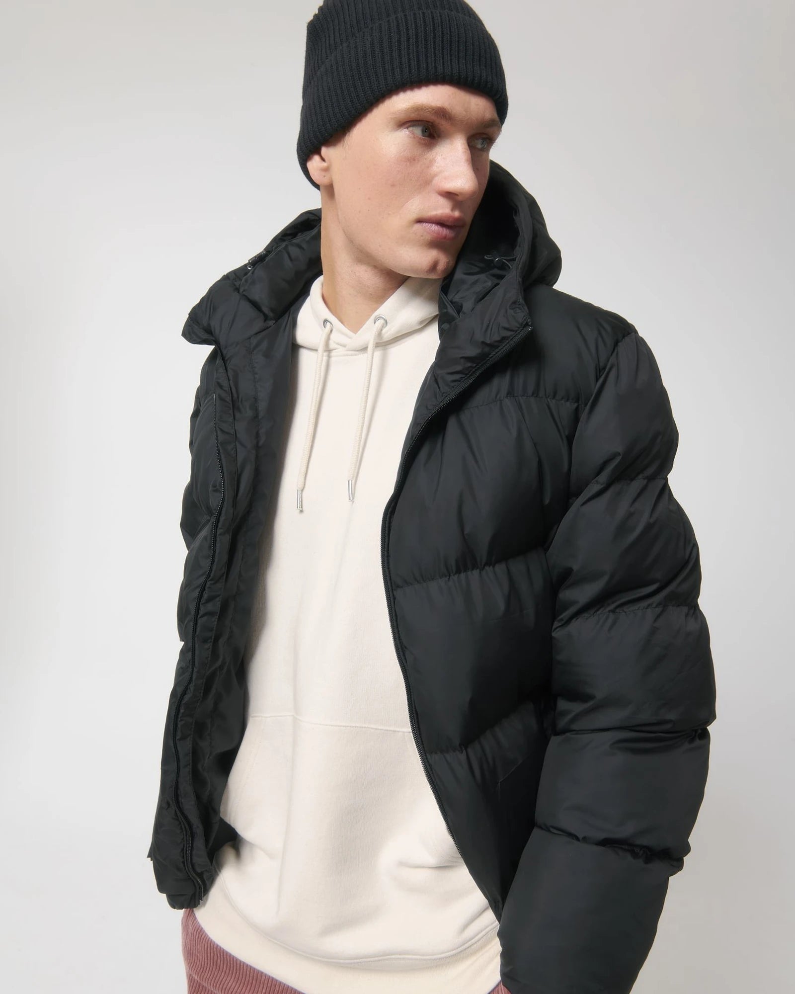 Puffer jas gerecycled polyester om te personaliseren - Zwart