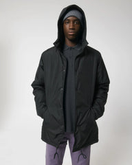 Parka gerecycled polyester om te personaliseren - Zwart