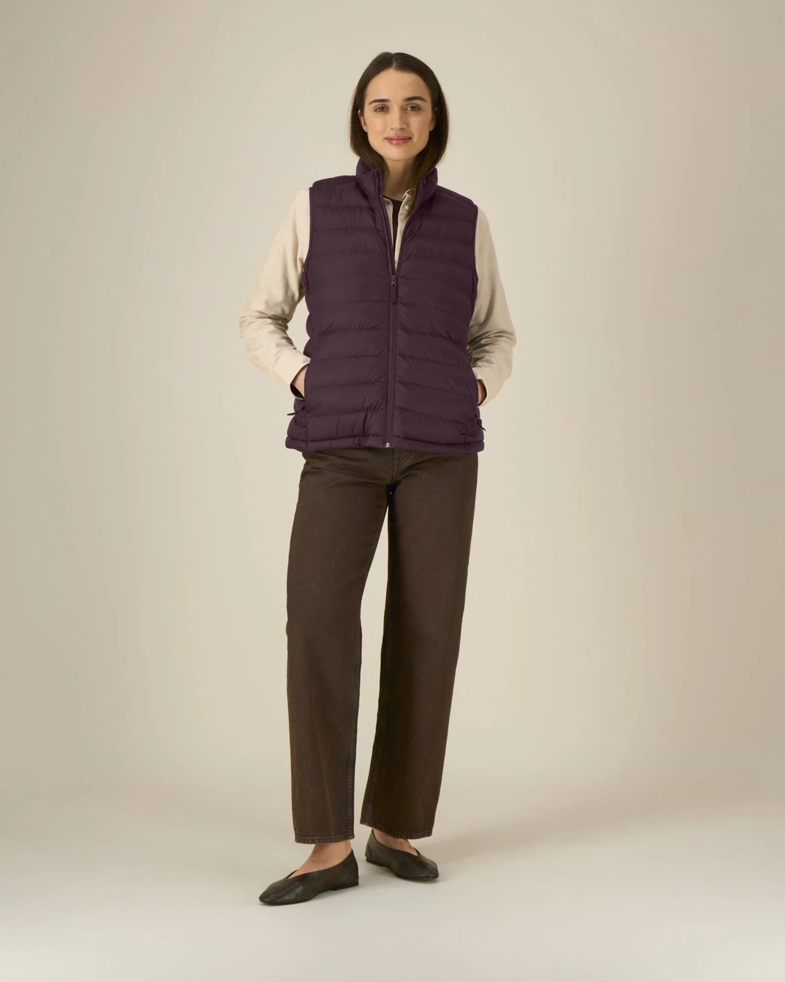 Bodywarmer gerecycled nylon om te personaliseren - Roodbruin