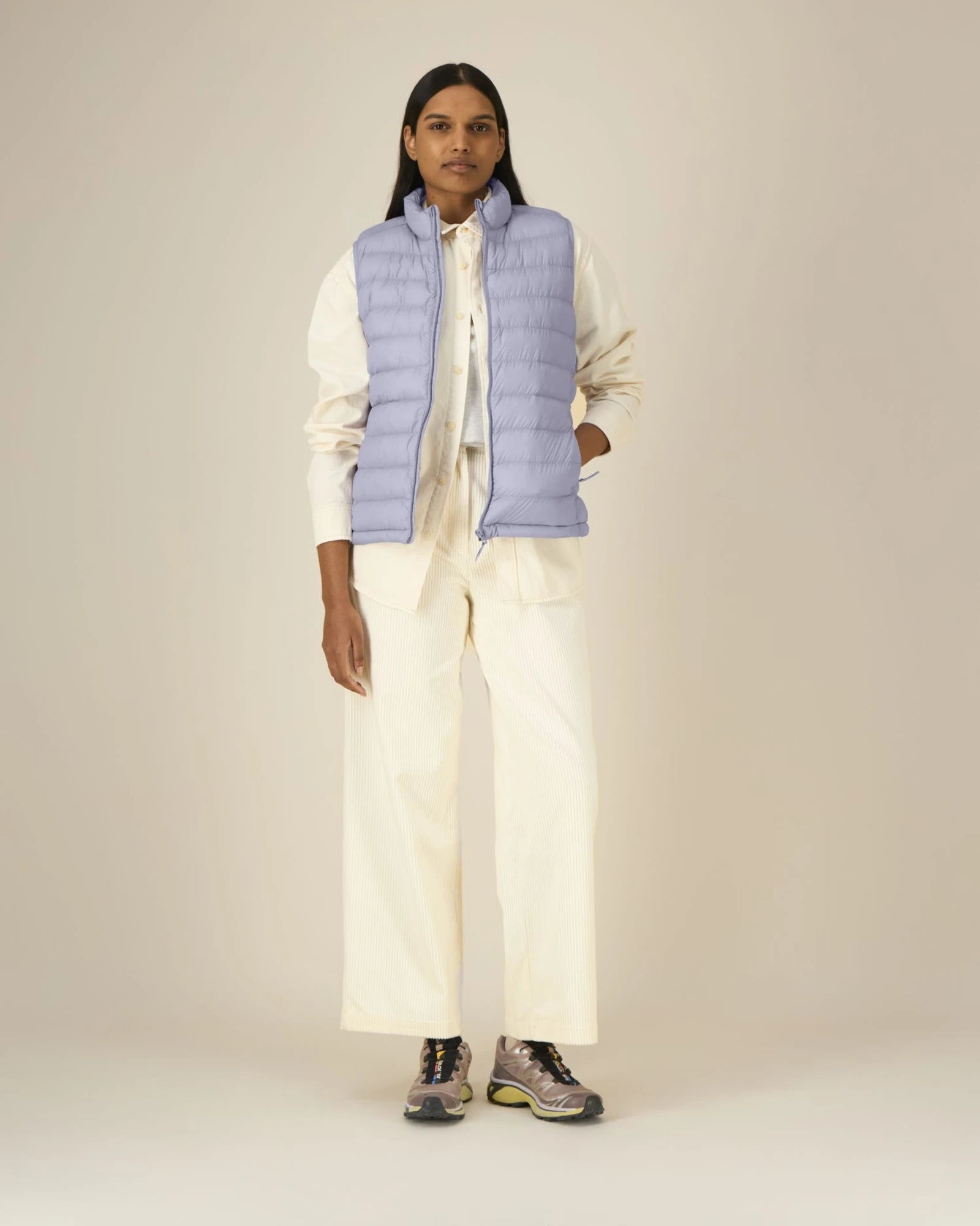 Bodywarmer gerecycled nylon om te personaliseren - Lavendel