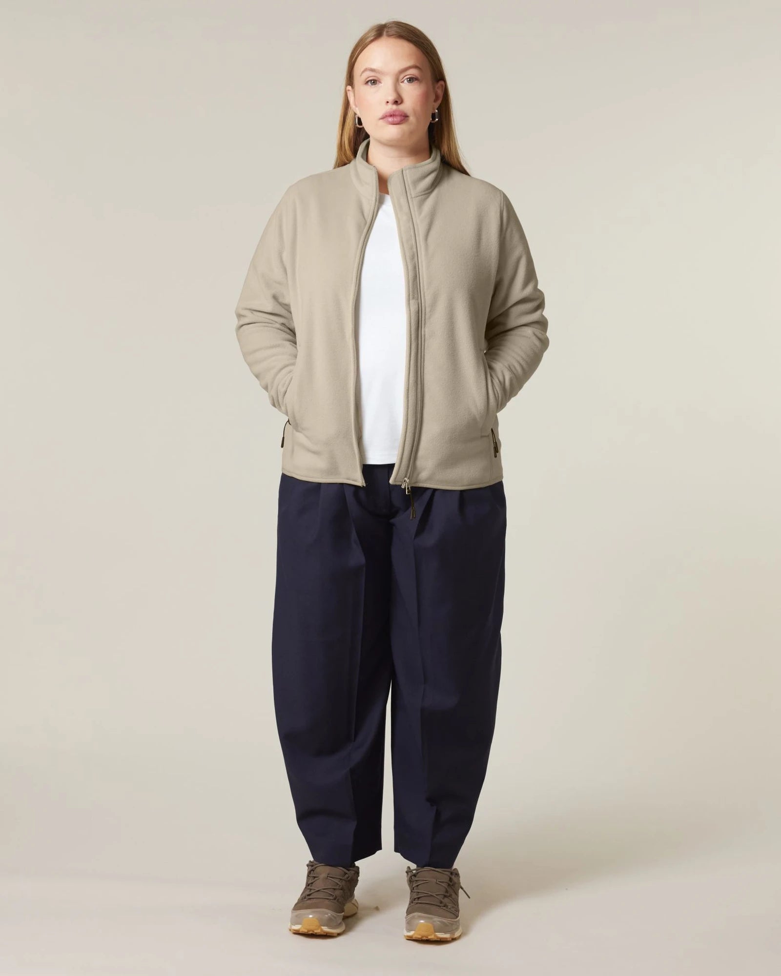 Fleecevest gerecycled polyester om te personaliseren - Woestijnzand