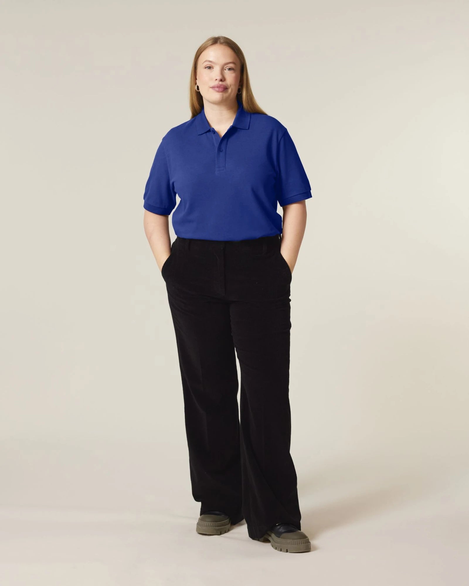 Polo lange mouwen Stanley/Stella om te personaliseren - Workerblauw