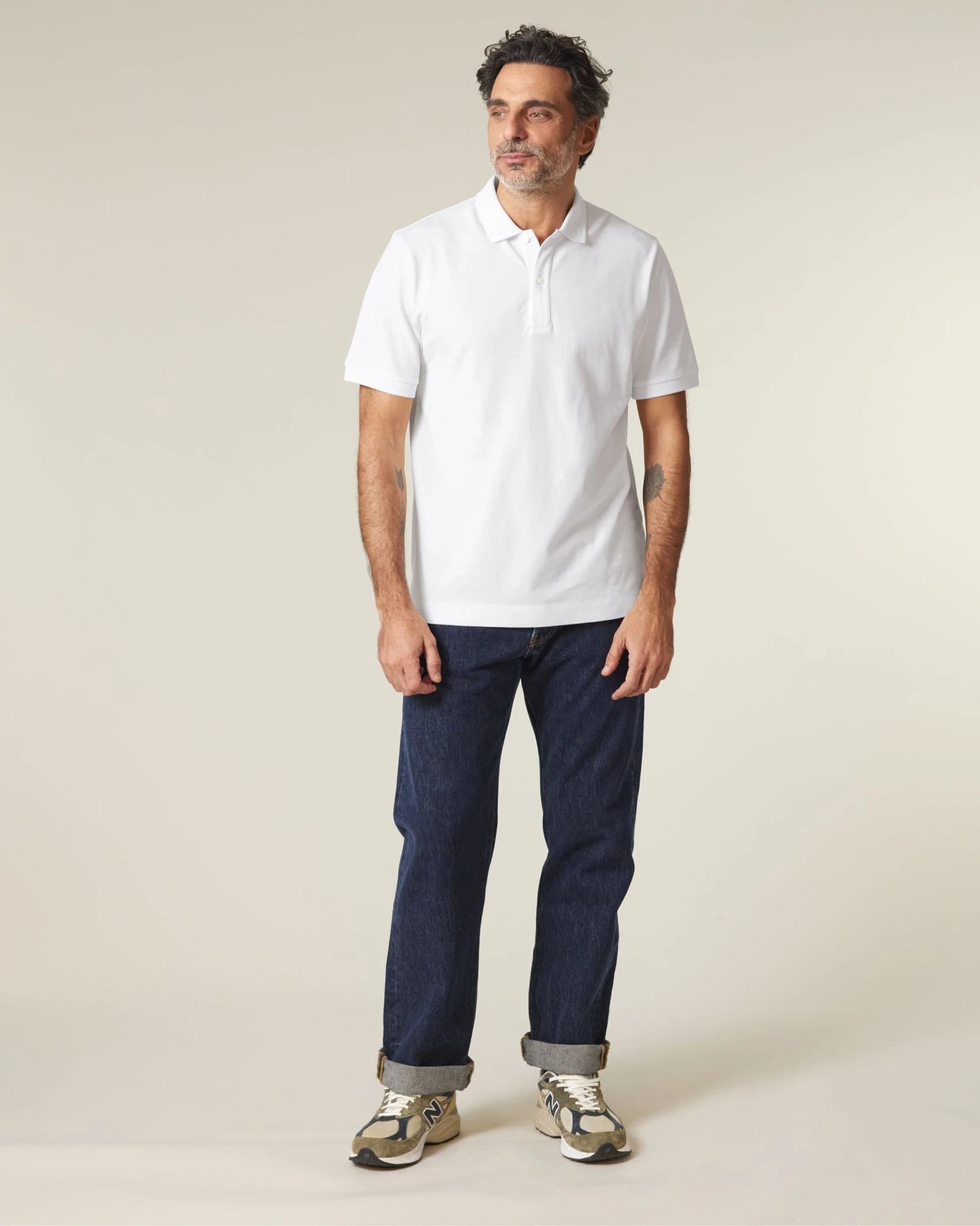 Polo lange mouwen Stanley/Stella om te personaliseren - Wit