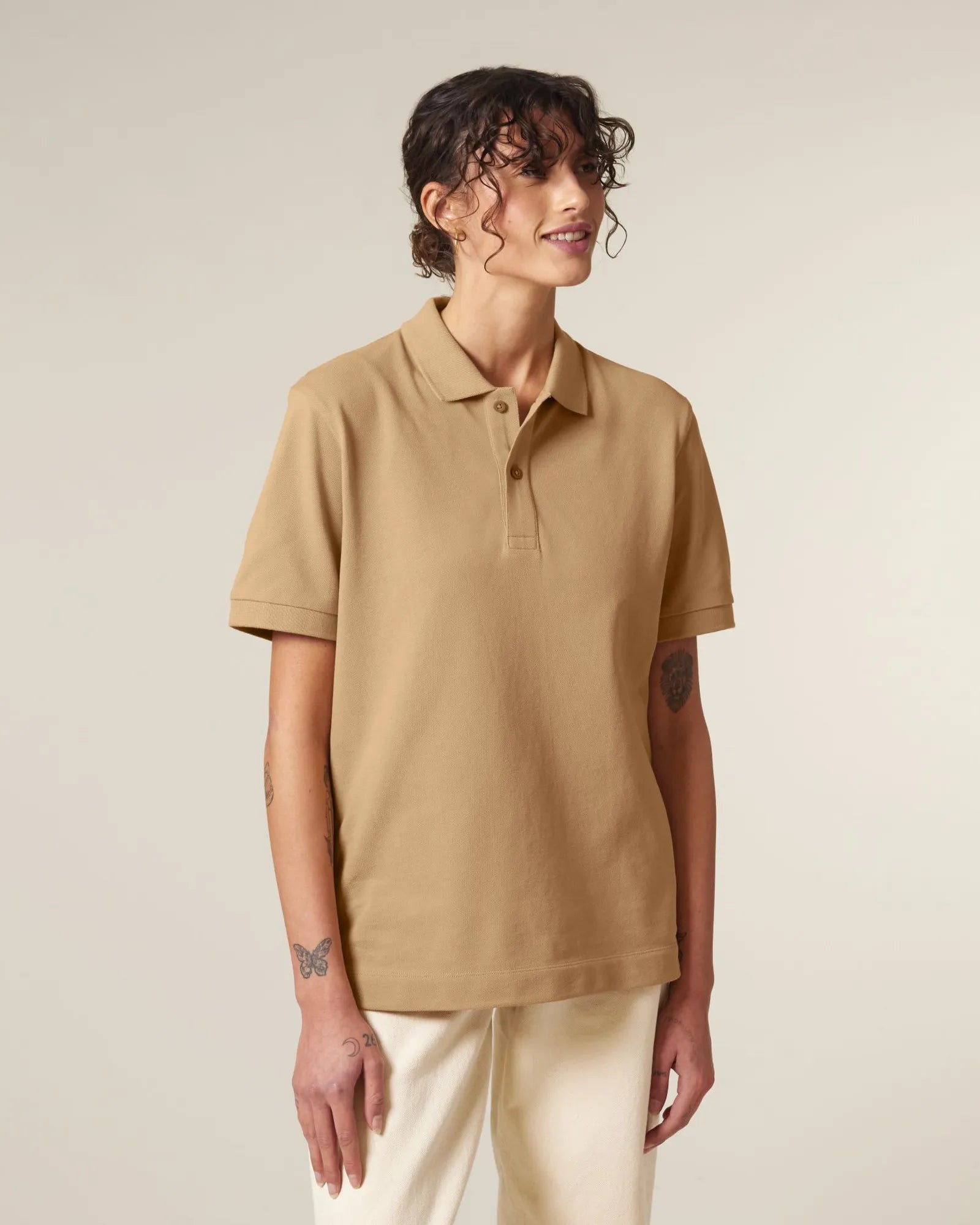 Polo lange mouwen Stanley/Stella om te personaliseren - Latte