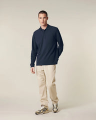 Polo lange mouwen Stanley/Stella om te personaliseren - Marineblauw