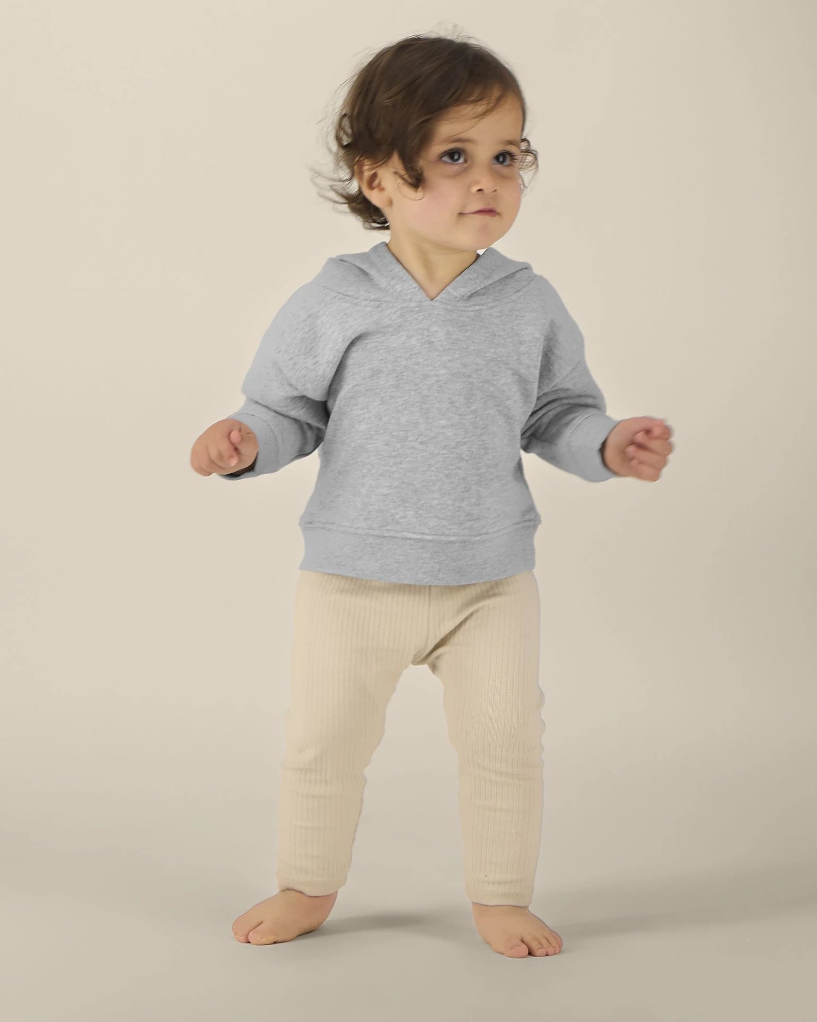 Baby-hoodie bio-katoen Stanley/Stella om te personaliseren - Gemêleerd grijs