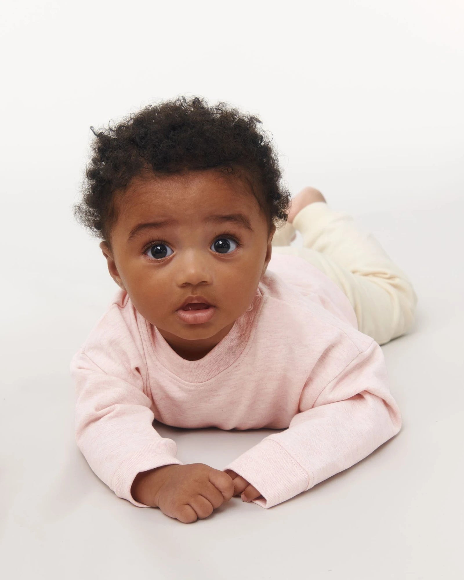 Kinder sweater bio-katoen om te personaliseren - Cream Heather Pink