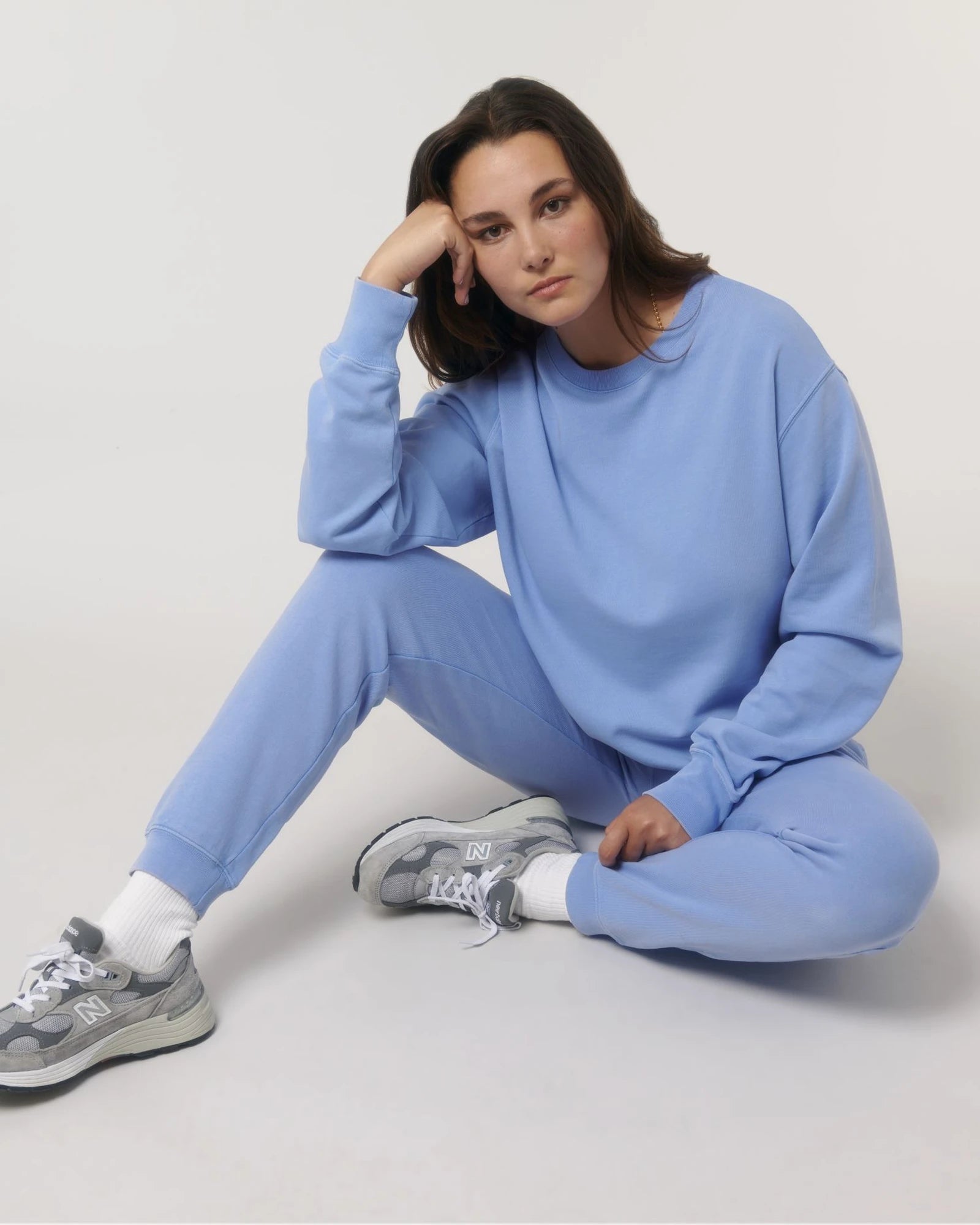 Sweater biologisch katoen om te personaliseren - Garment Dyed zwemblauw