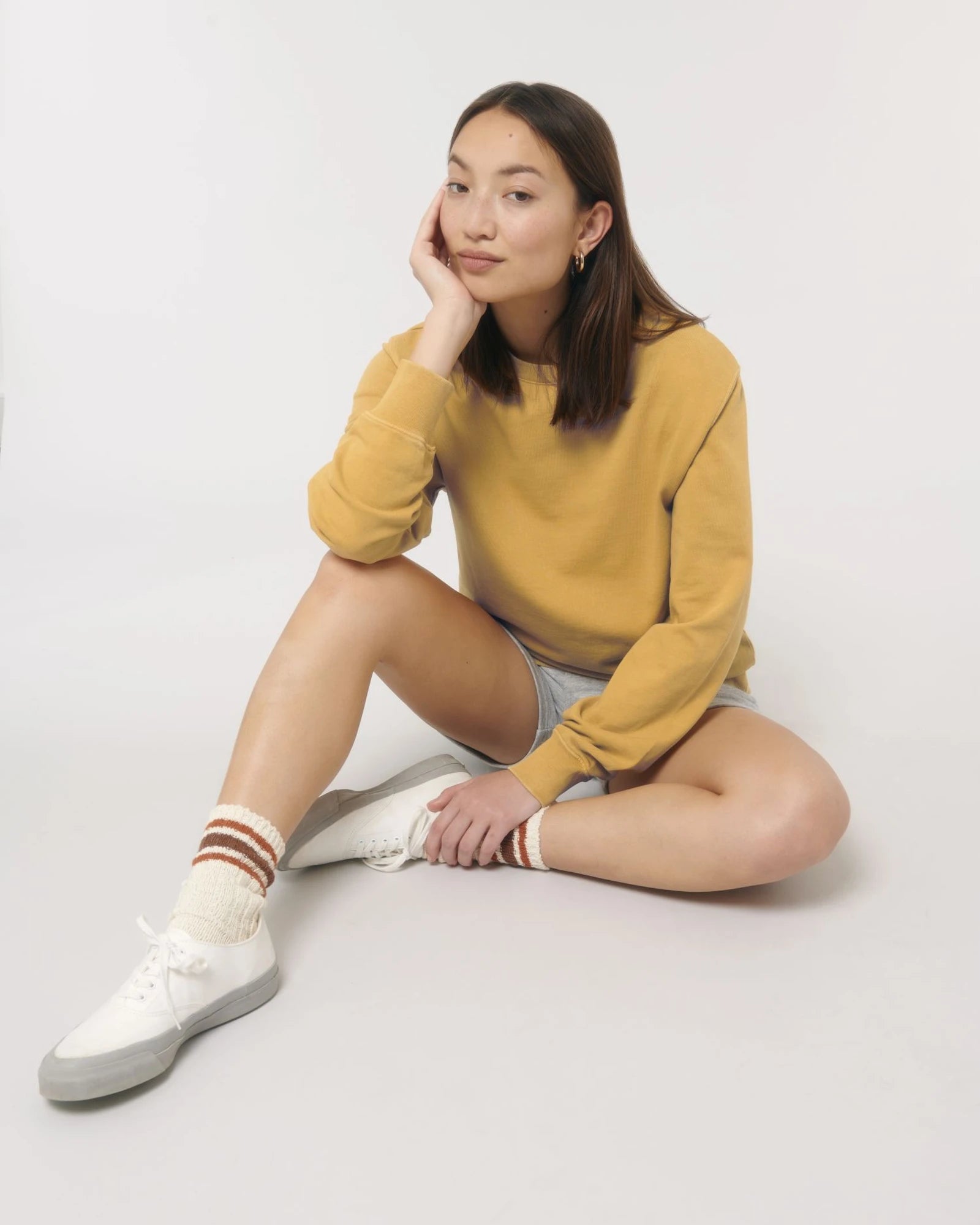 Sweater biologisch katoen om te personaliseren - Garment Dyed okergoud