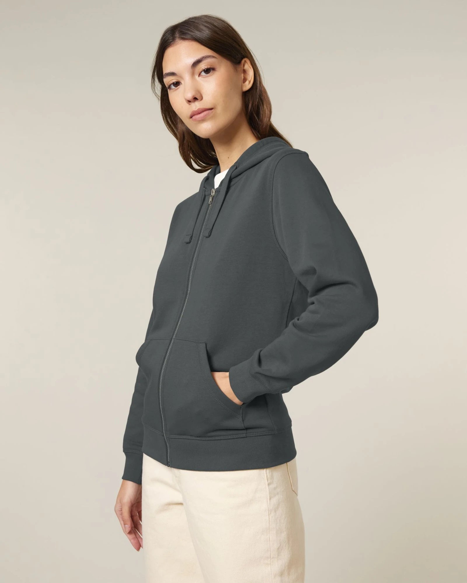 Hoodie met rits Stanley/Stella Mixer om te personaliseren - Antraciet