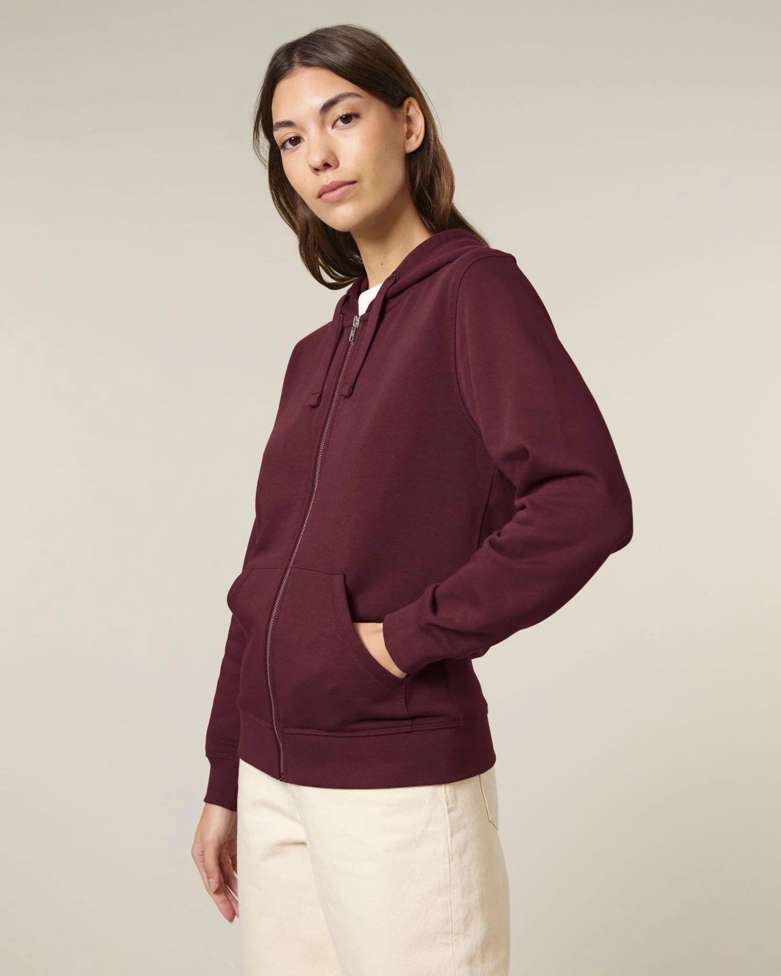 Hoodie met rits Stanley/Stella Mixer om te personaliseren - Bordeauxrood