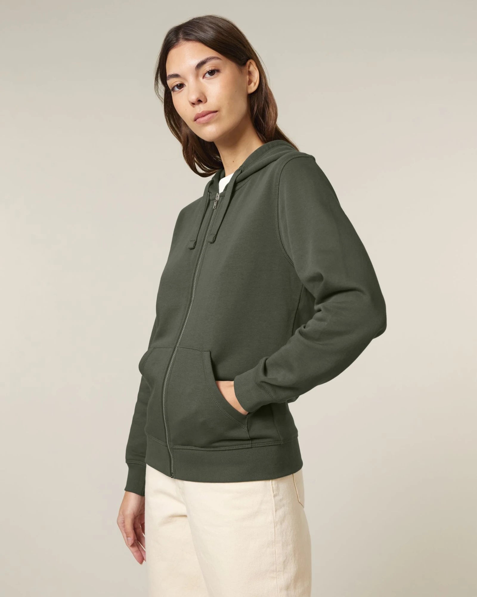 Hoodie met rits Stanley/Stella Mixer om te personaliseren - Kaki