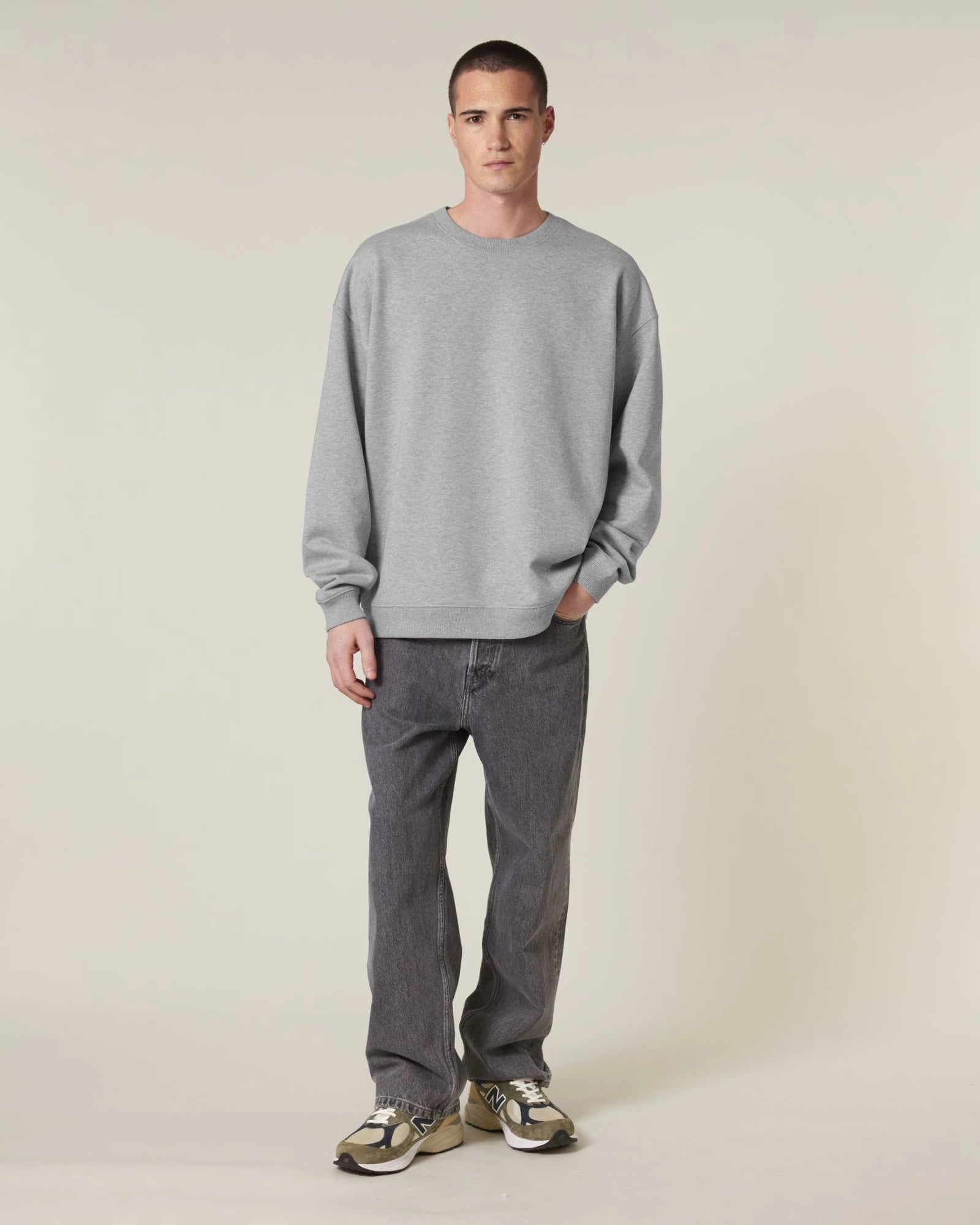 Sweater biologisch katoen om te personaliseren - Gemêleerd grijs