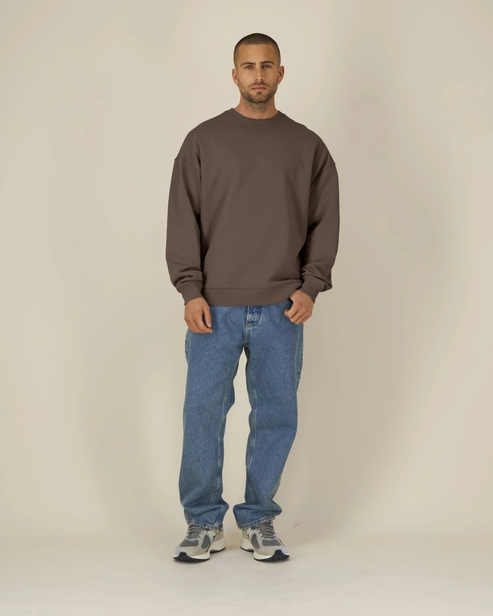 Sweater biologisch katoen om te personaliseren - Mokka