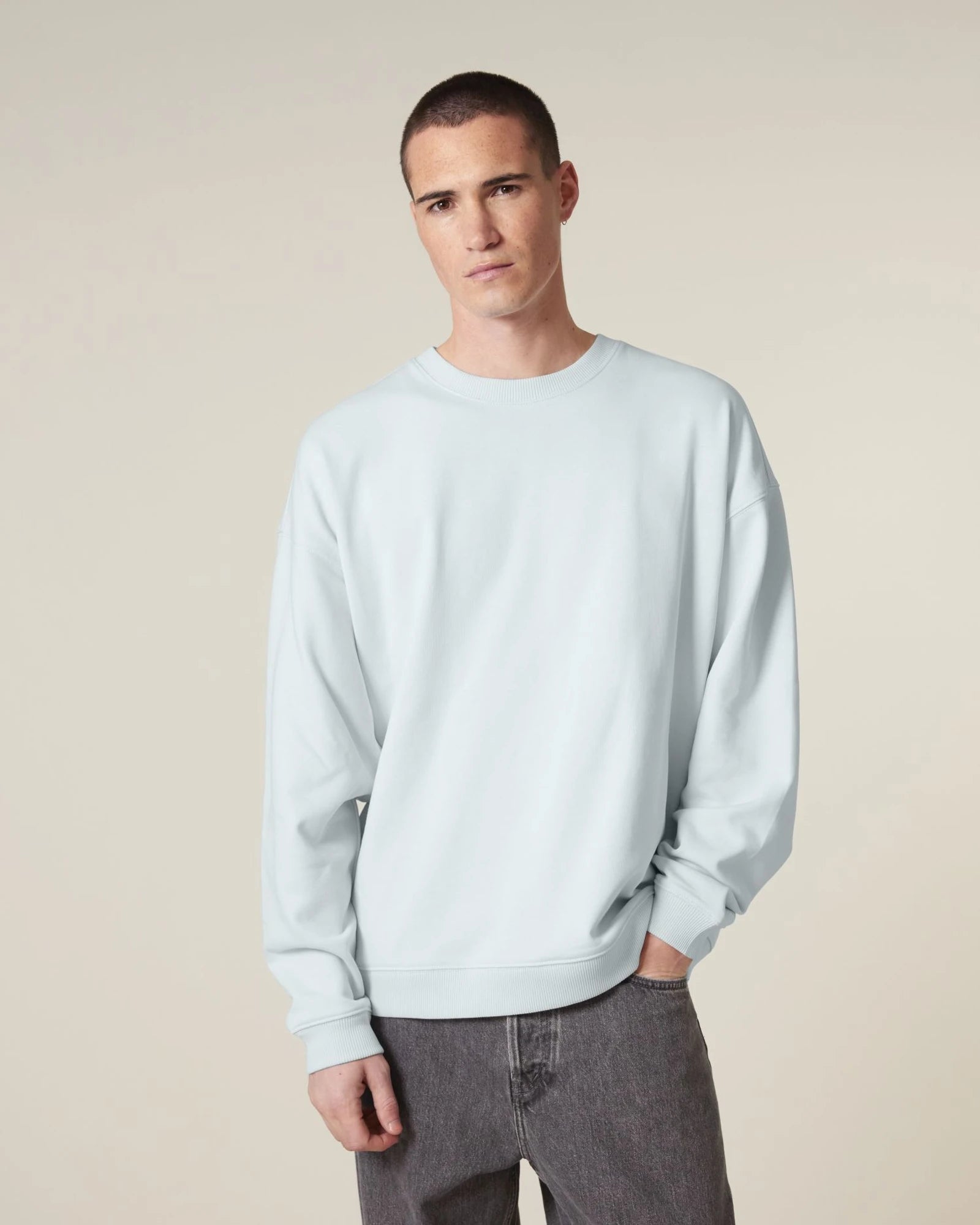 Sweater biologisch katoen om te personaliseren - IJsblauw