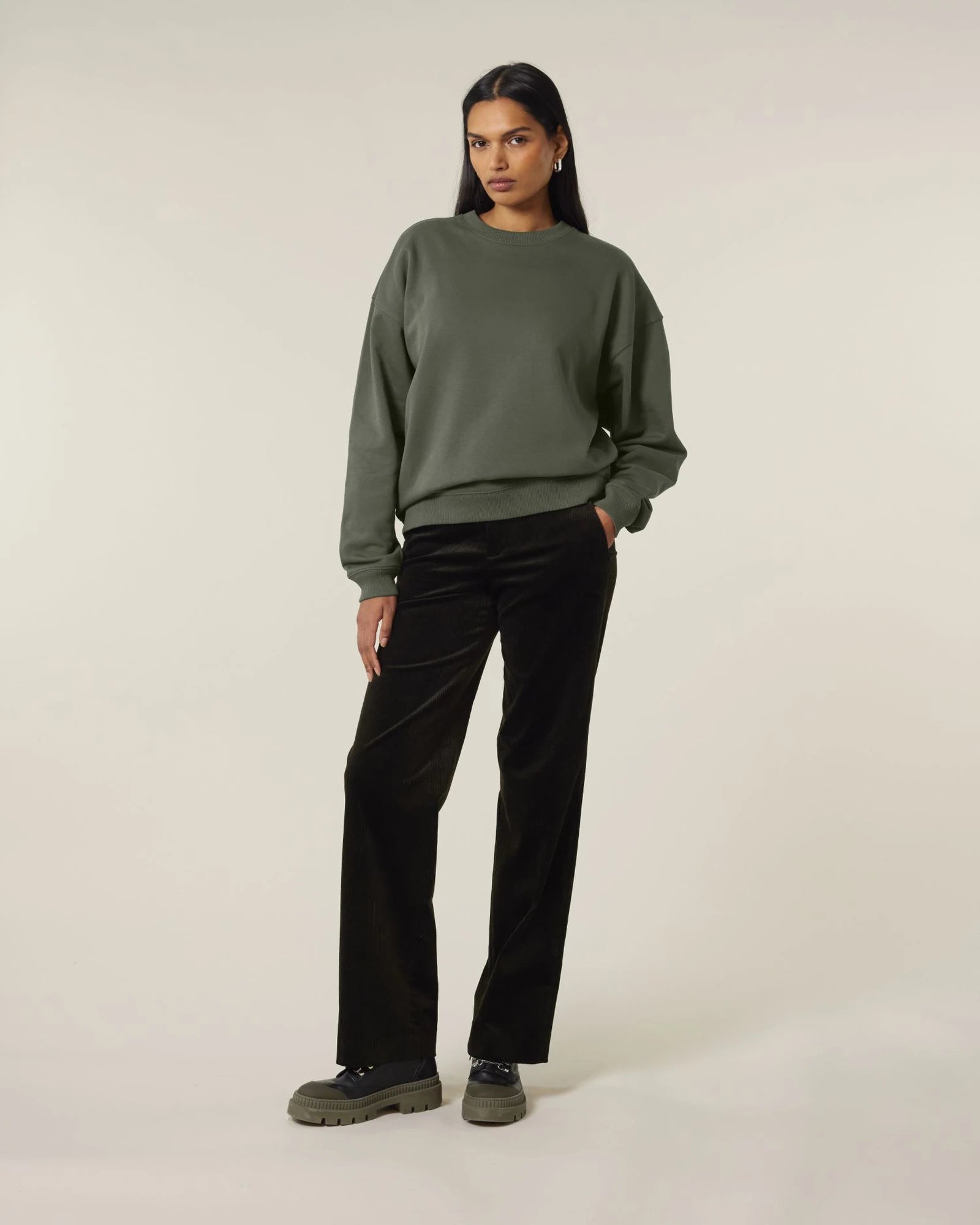 Sweater biologisch katoen om te personaliseren - Kaki