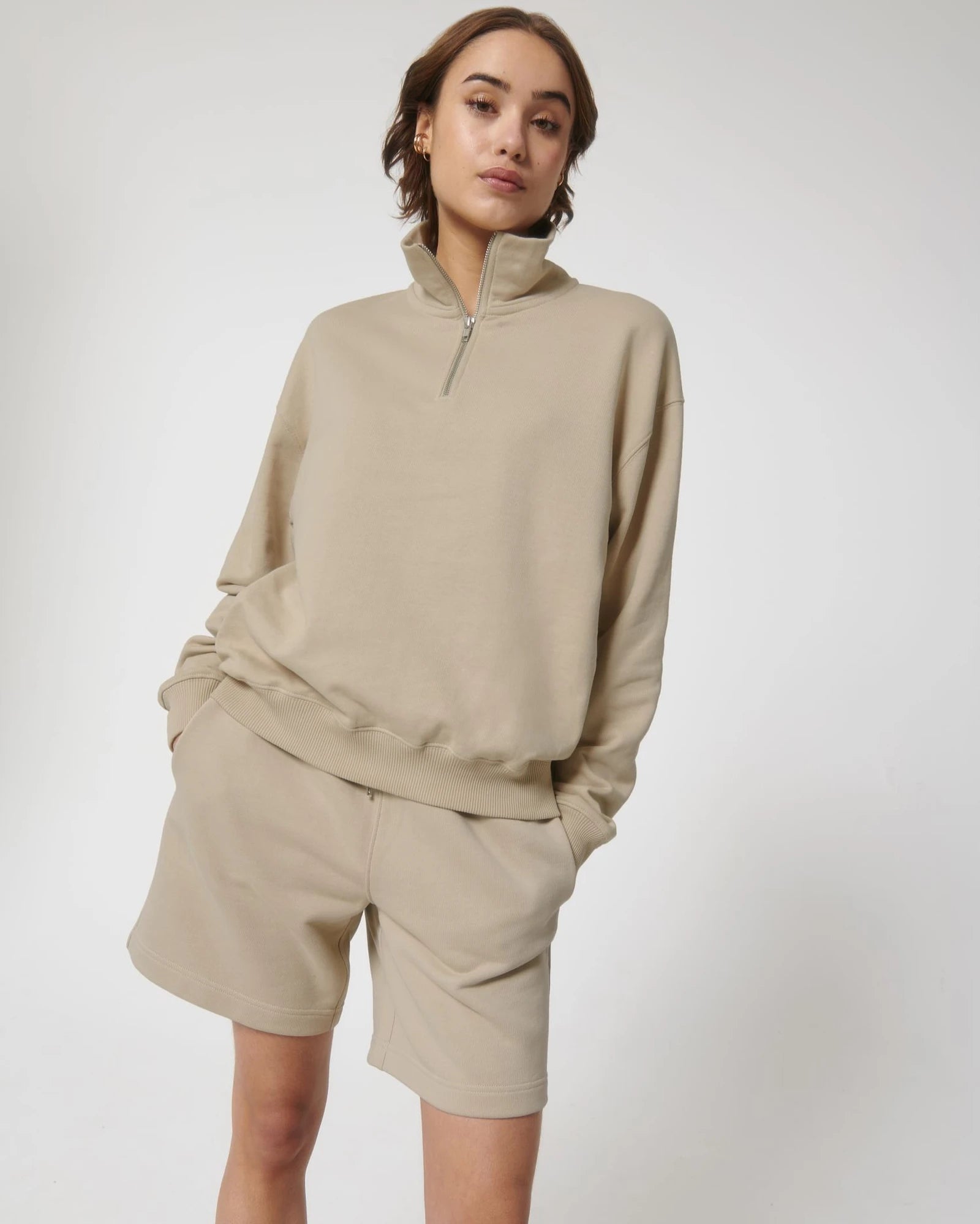 Sweater biologisch katoen om te personaliseren - Woestijnzand