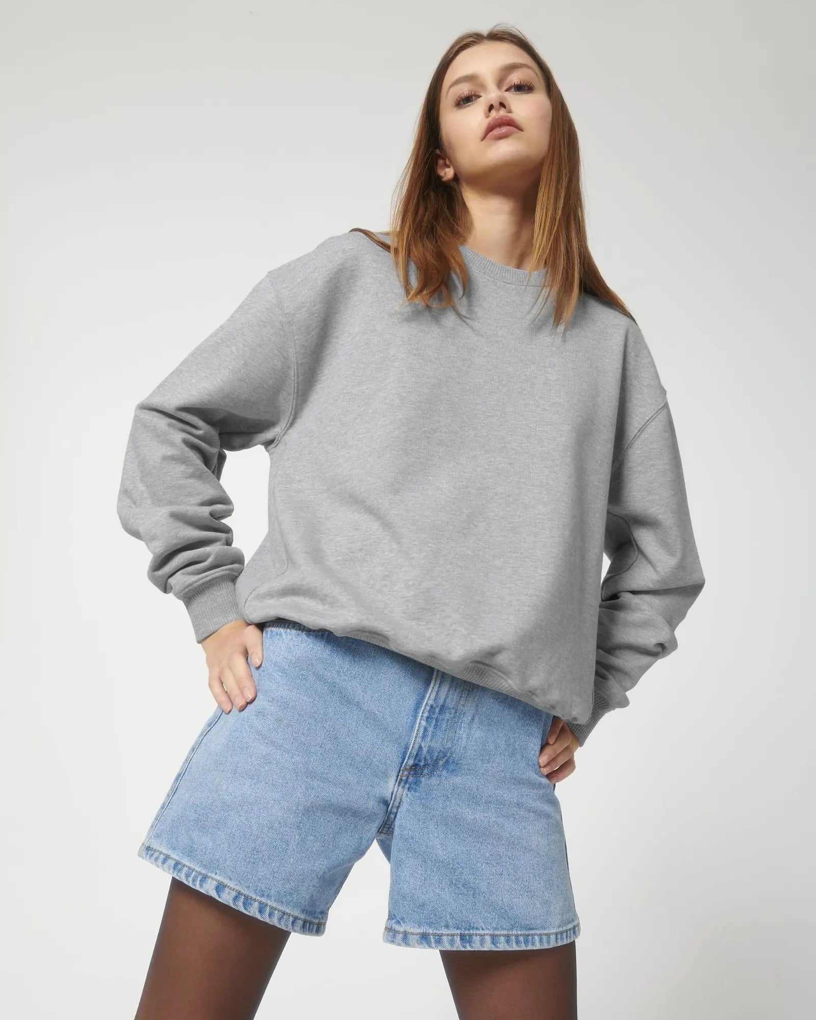 Sweater biologisch katoen om te personaliseren - Gemêleerd grijs