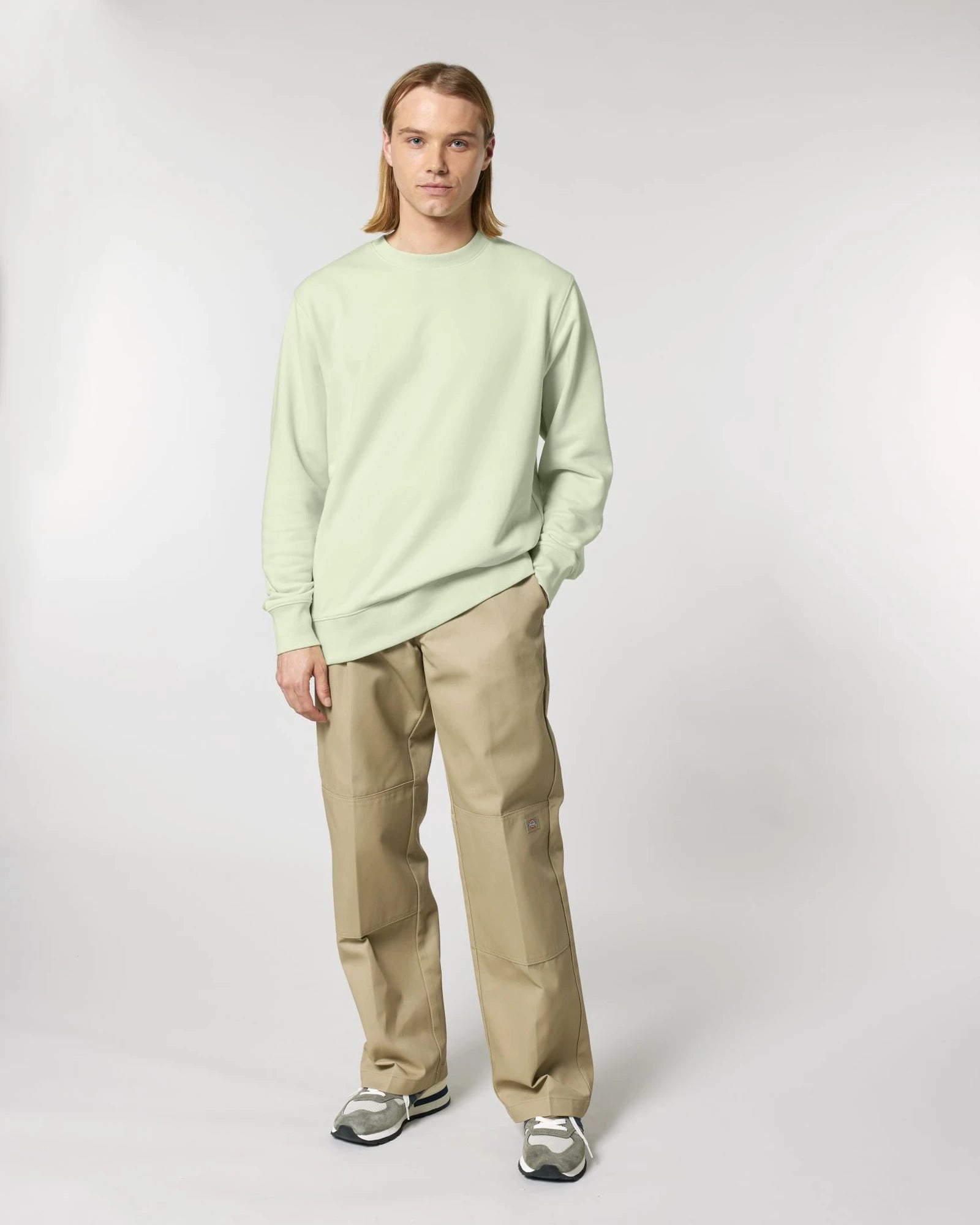 Sweater biologisch katoen om te personaliseren - Steelgroen