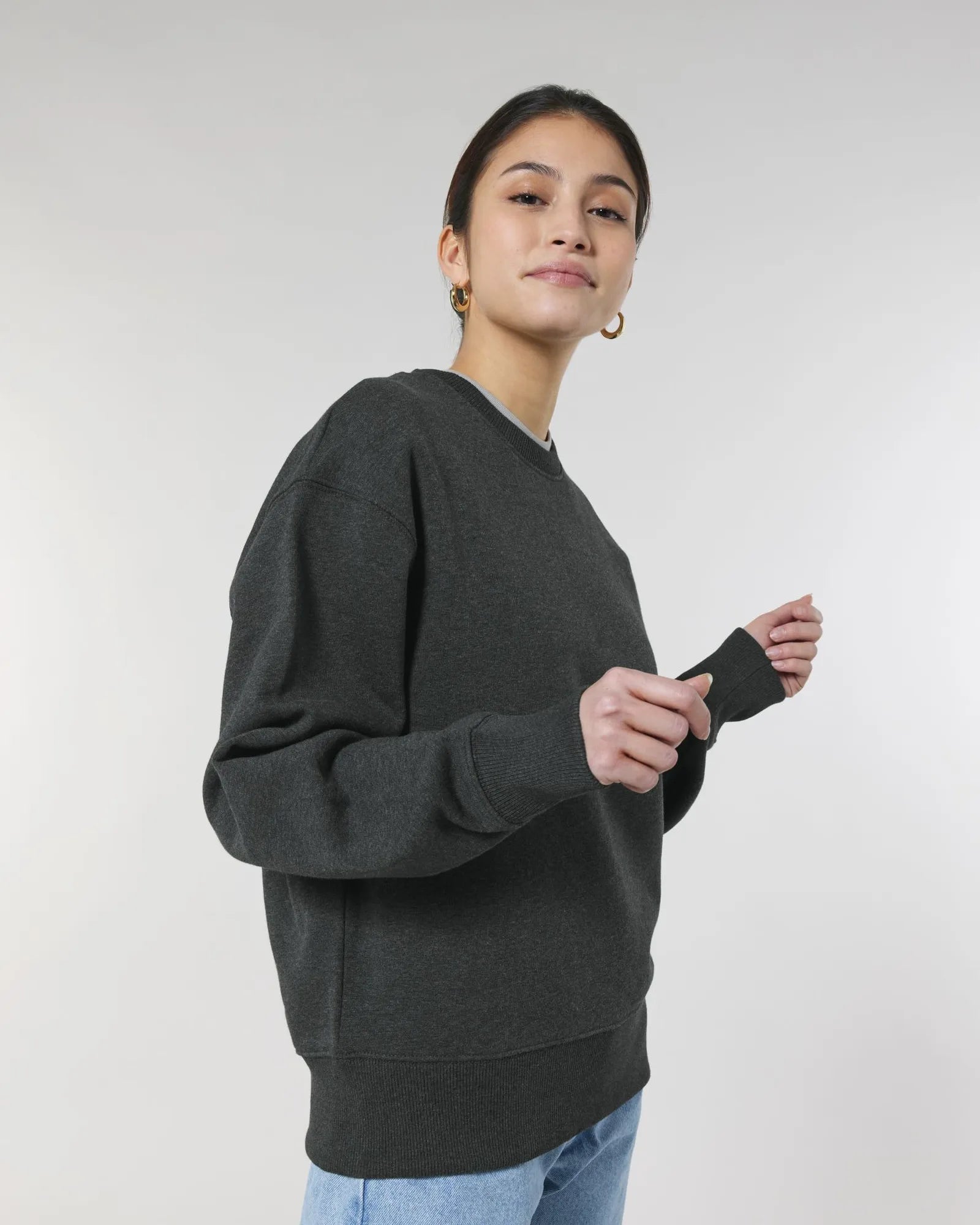 Sweater biologisch katoen om te personaliseren - Donkergrijs gemêleerd