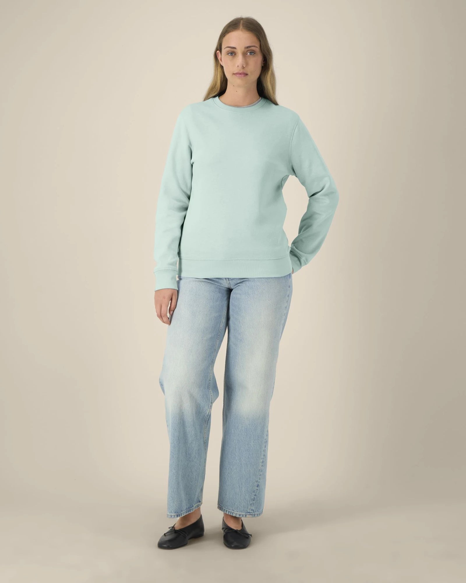 Sweater biologisch katoen om te personaliseren - Caribisch Blauw