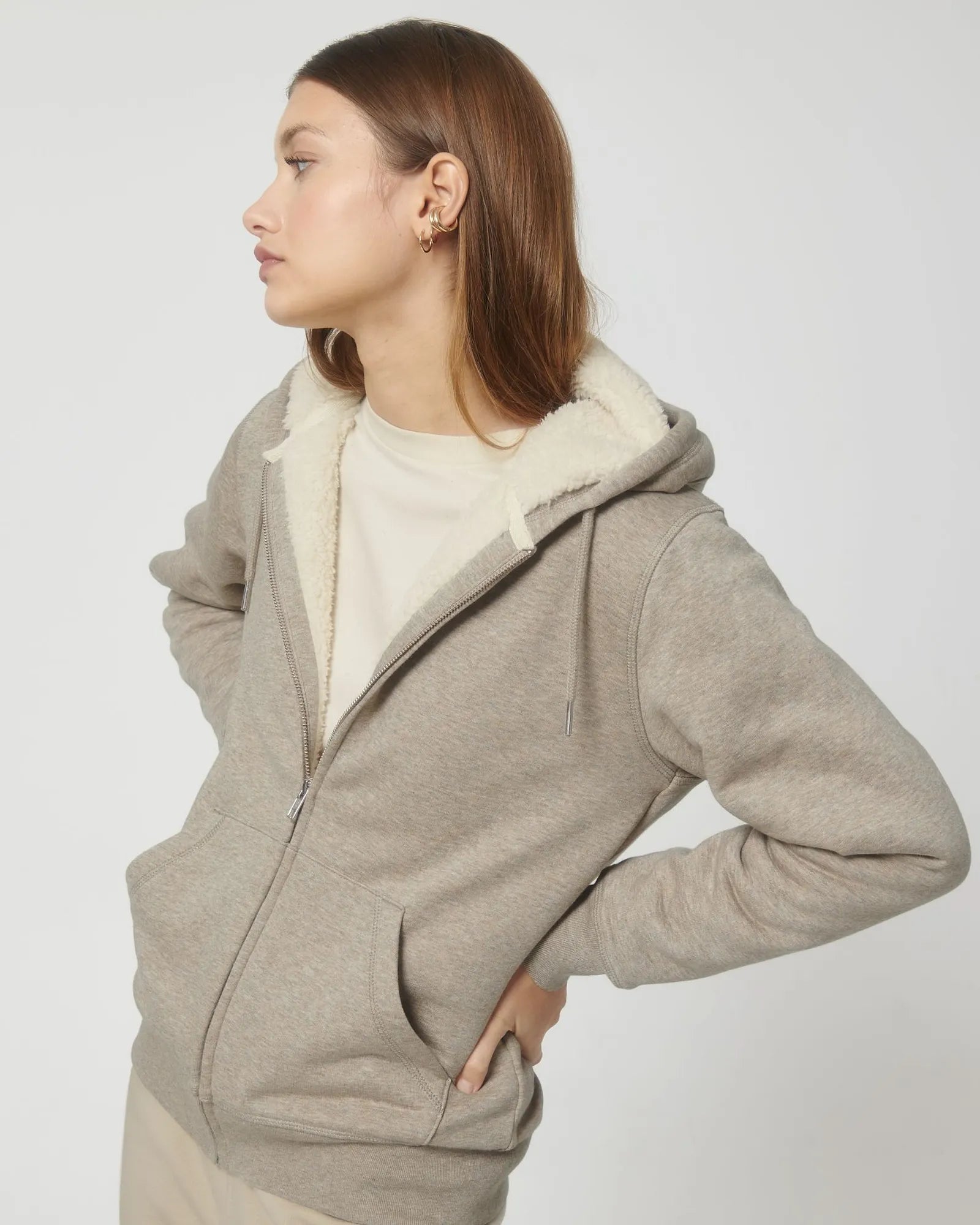 Hoodie sherpa Stanley/Stella Hygger om te personaliseren - Gemêleerd zand