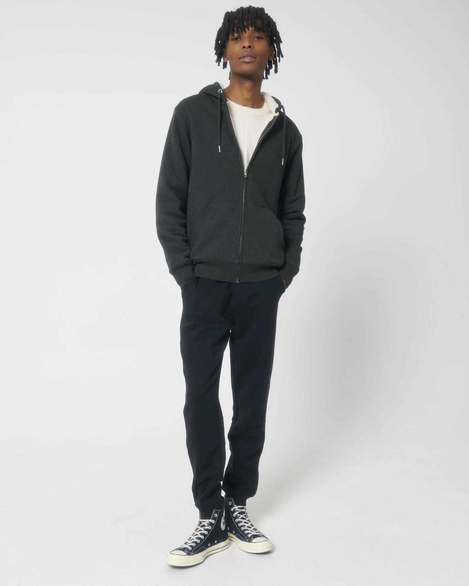 Hoodie sherpa Stanley/Stella Hygger om te personaliseren - Donkergrijs gemêleerd