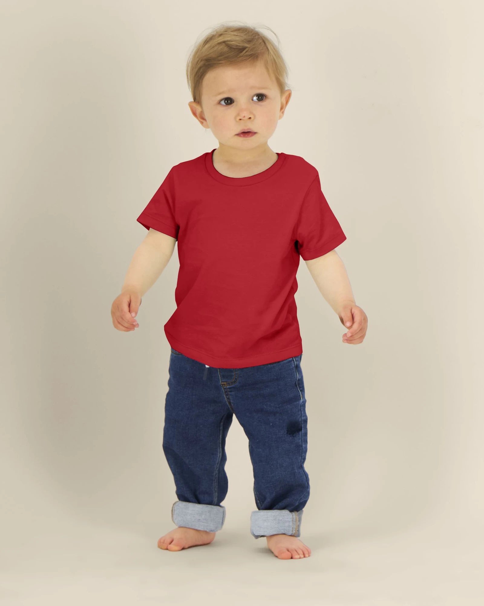 Kinder-T-shirt Stanley/Stella om te personaliseren - Rood