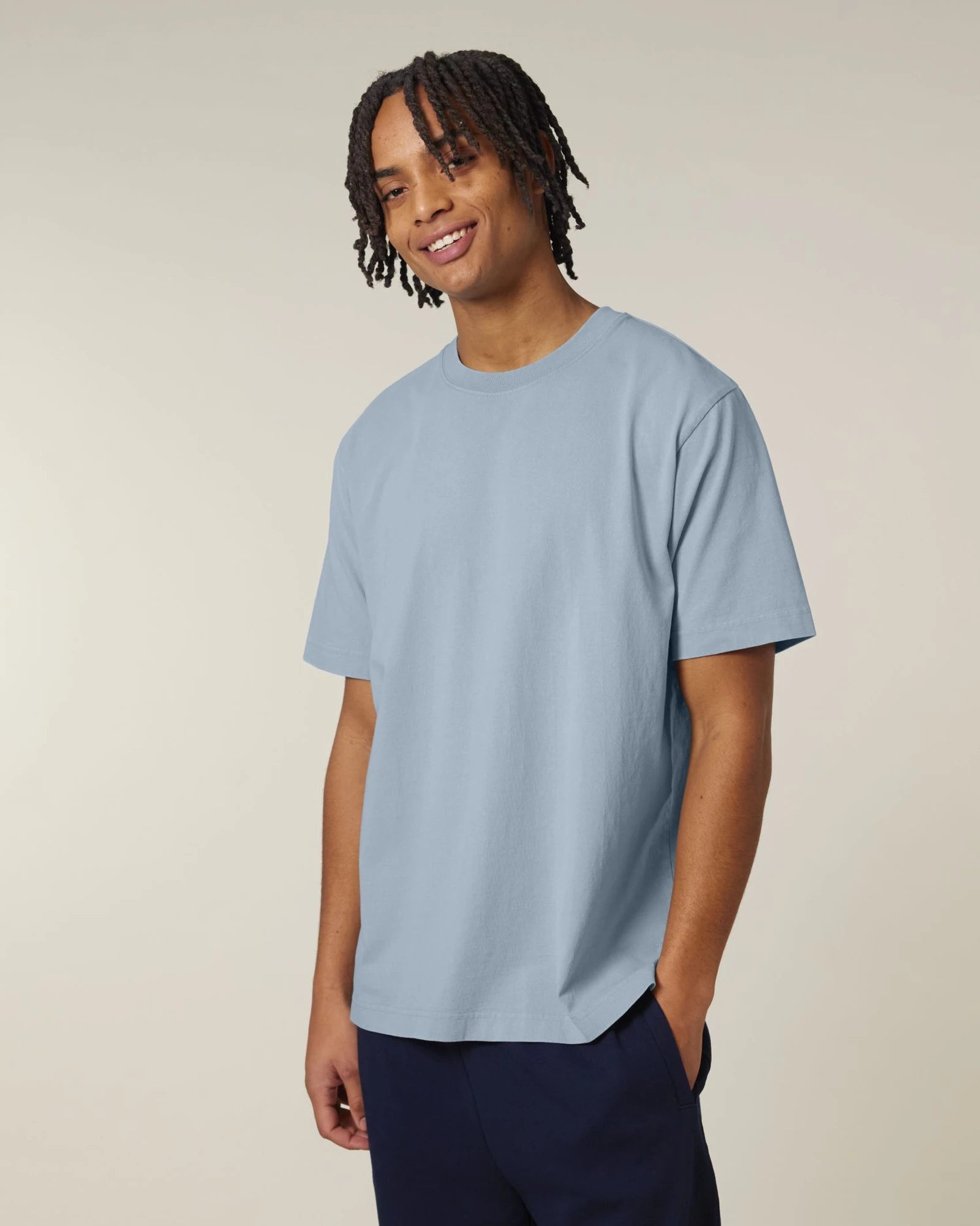 T-shirt lange mouwen Stanley/Stella om te personaliseren - G. Dyed Blue Stone
