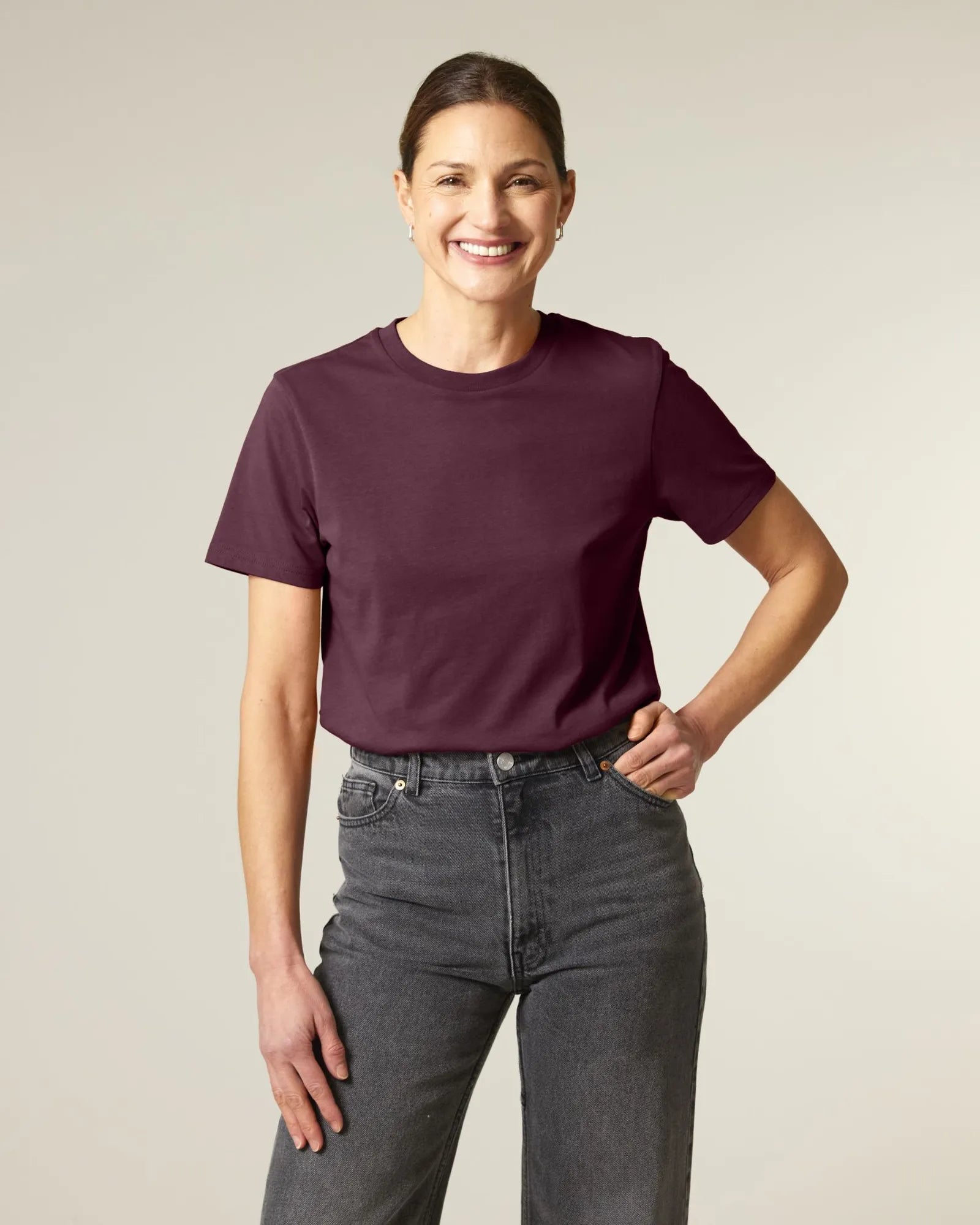 T-shirt biologisch katoen om te personaliseren - Diep Pruim