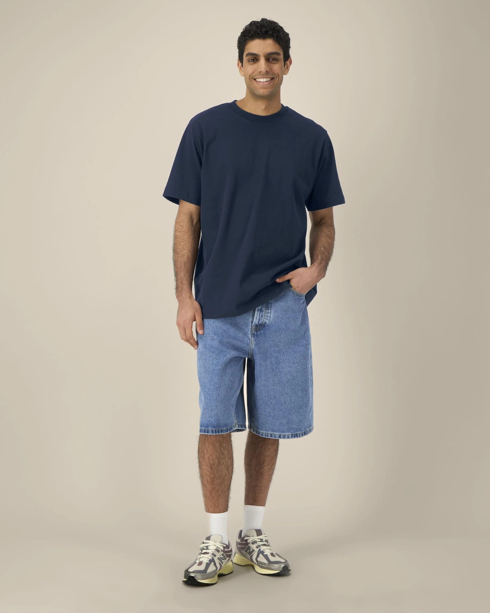 T-shirt biologisch katoen om te personaliseren - Marineblauw