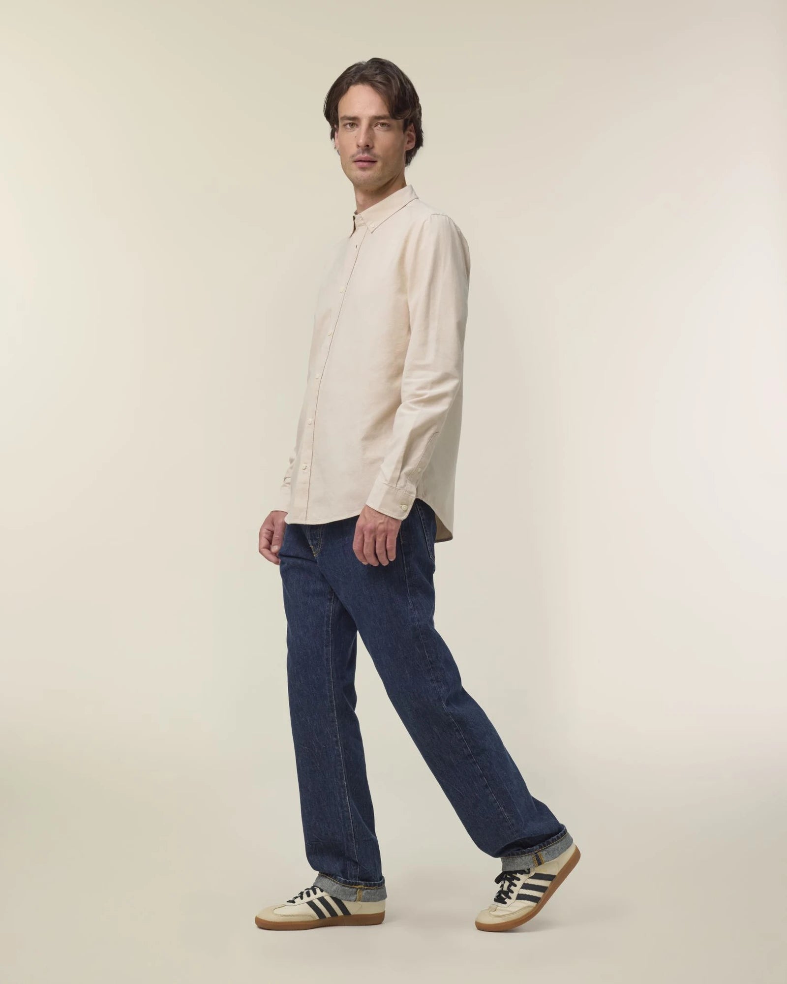 Overhemd biologisch katoen om te personaliseren - Beige Oxford