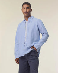 Overhemd biologisch katoen om te personaliseren - Blauw Oxford